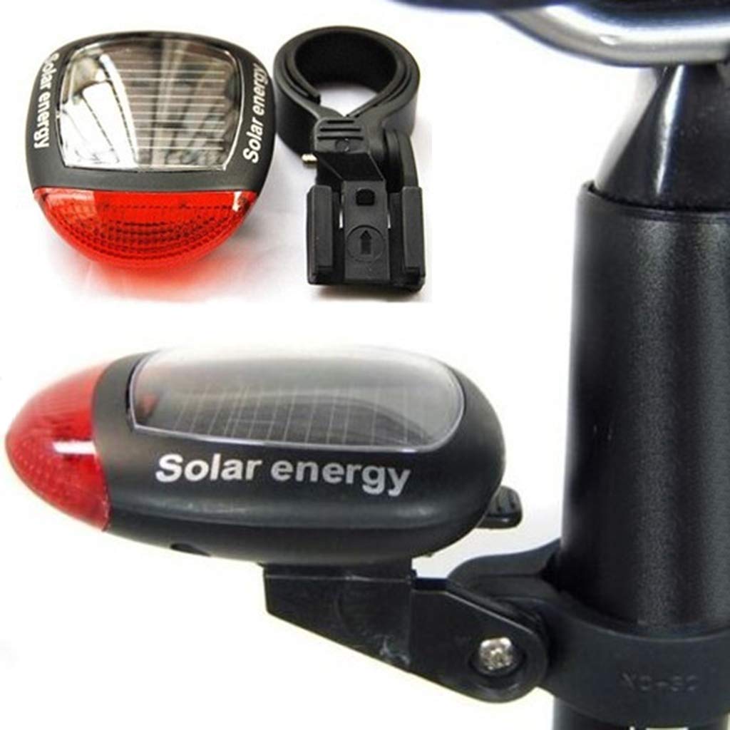 Solar Powered Rechargeable LED Bike Tail Light - USB Charging Bicycle Rear Safety Light for Night Cycling, Running, Commuting & Outdoor Activities - Waterproof & Bright Warning Signal for Road Safety