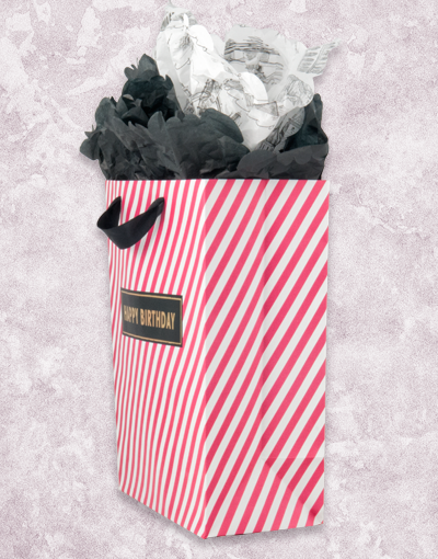 Black and Pink Striped Birthday Gift Bags - Perfect for Garden Parties, Baby Showers & Birthday Celebrations