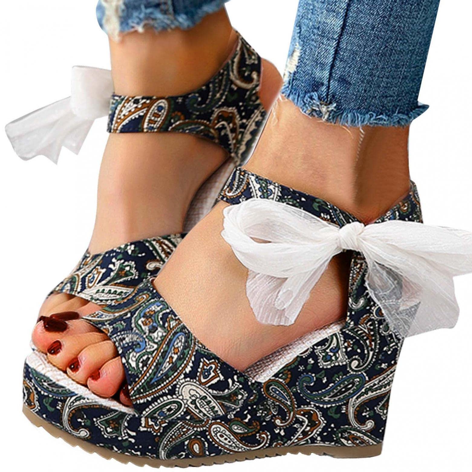 UMIYI Women's Casual Summer Sandals - Hollow Out Ankle Strap Covered Toe Wedge Sandals for Women & Girls | Perfect for Beach, Vacation & Everyday Wear
