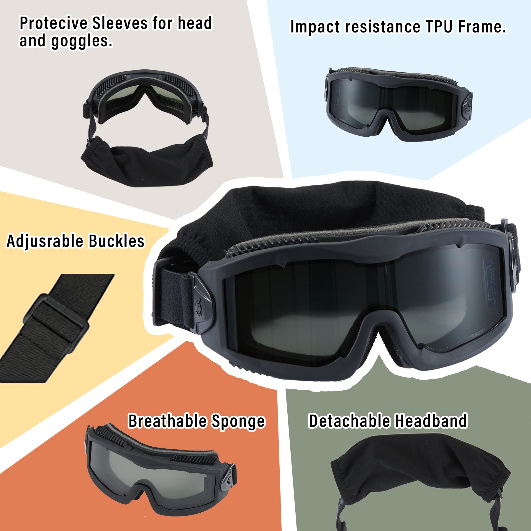Lancer Tactical AERO Airsoft Tactical Safety Goggles - 3mm Dual Pane Anti-Fog Lens for Hunting, Cycling, Paintball & Outdoor Sports | Protective Eyewear for Airsoft Games & Tactical Training