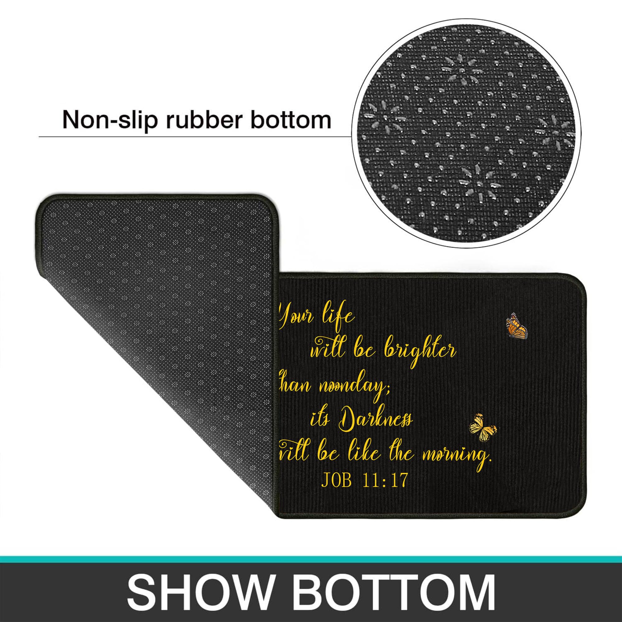 Sunflower Bible Verse Kitchen Rugs Set - Waterproof Washable Mats for Sink & Floor Decor