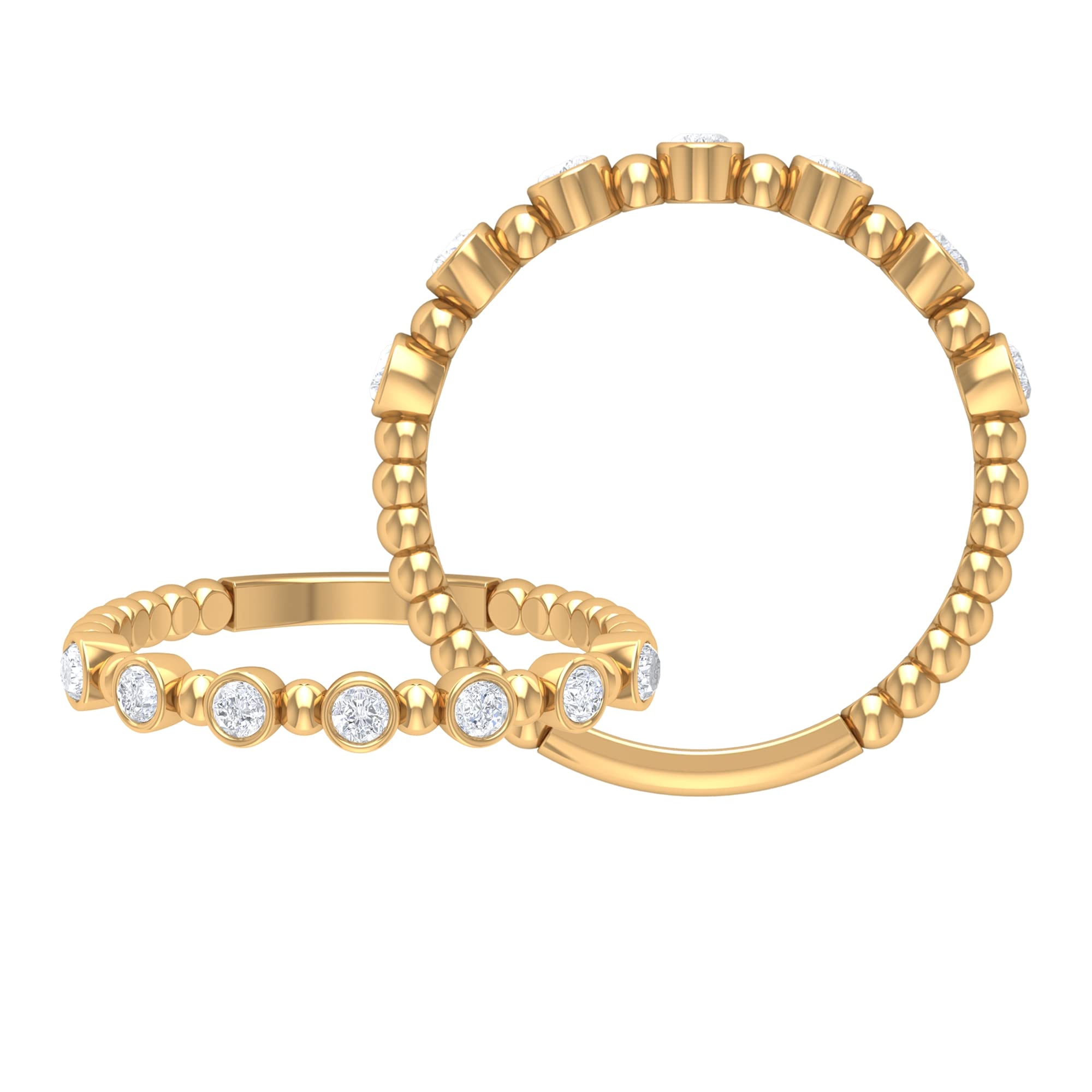 1/4 CT Moissanite Seven Stone Eternity Ring - 14K Solid Gold Bezel Set Wedding Band with Beaded Detail | Perfect for Anniversary, Engagement, and Bridal Jewelry Gifts