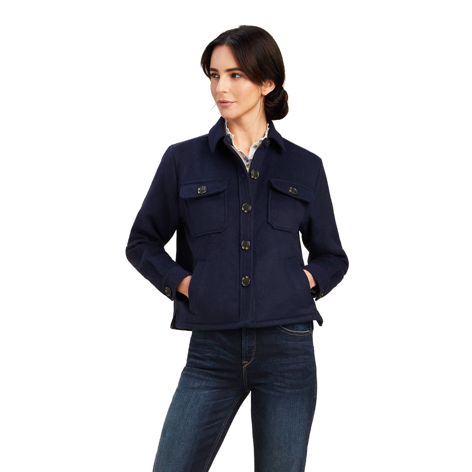 ARIAT Women's Ashford Shirt Jacket - Lightweight Denim Button-Up Shirt for Casual Wear & Outdoor Activities | Perfect for Spring, Fall & Layering