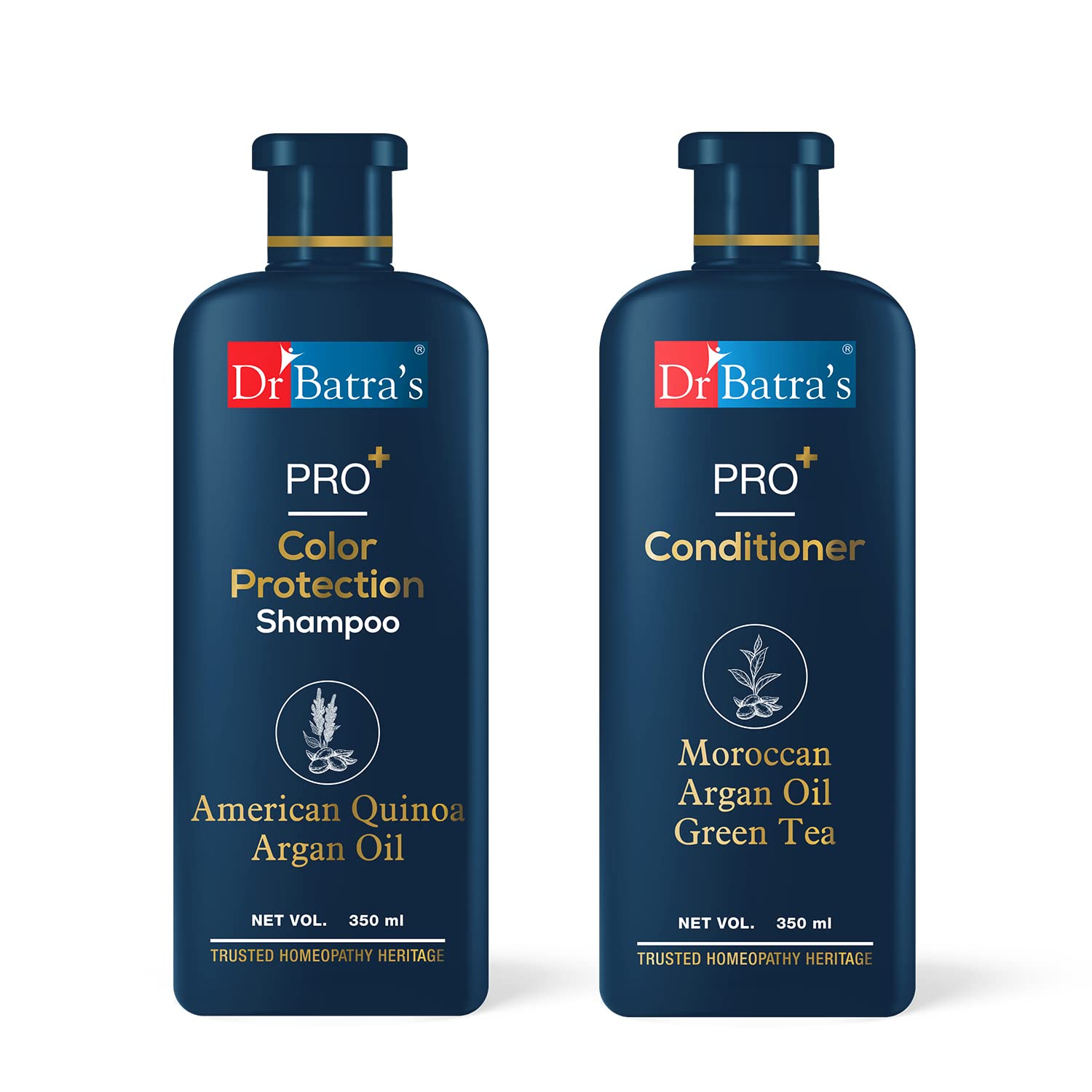 Dr Batra's PRO+ Color Protection Shampoo & Conditioner Set - 350ml Each with Moroccan Argan Oil, Green Tea & Vitamin B for Healthy, Soft Hair & Damage Repair | Sulfate-Free Hair Care for Color-Treated & Damaged Hair | Daily Use for Vibrant, Nourished Locks