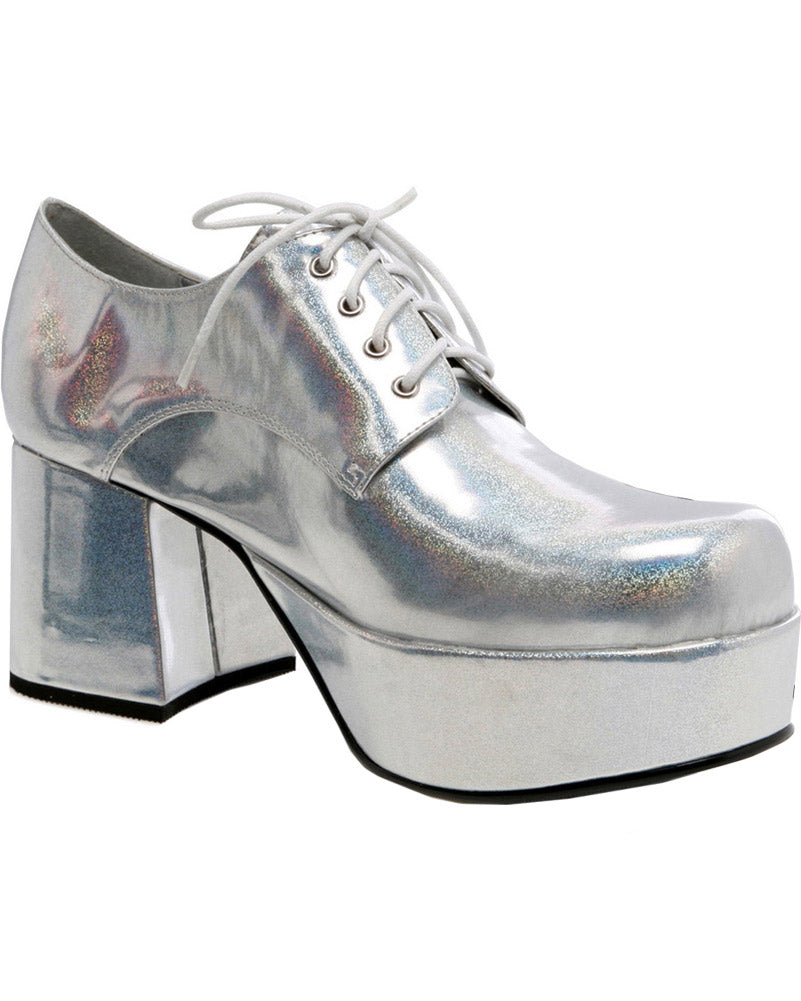 Vintage 70s Pimp Silver Deluxe Men's Dress Shoes - Retro Party & Disco Night Outfits