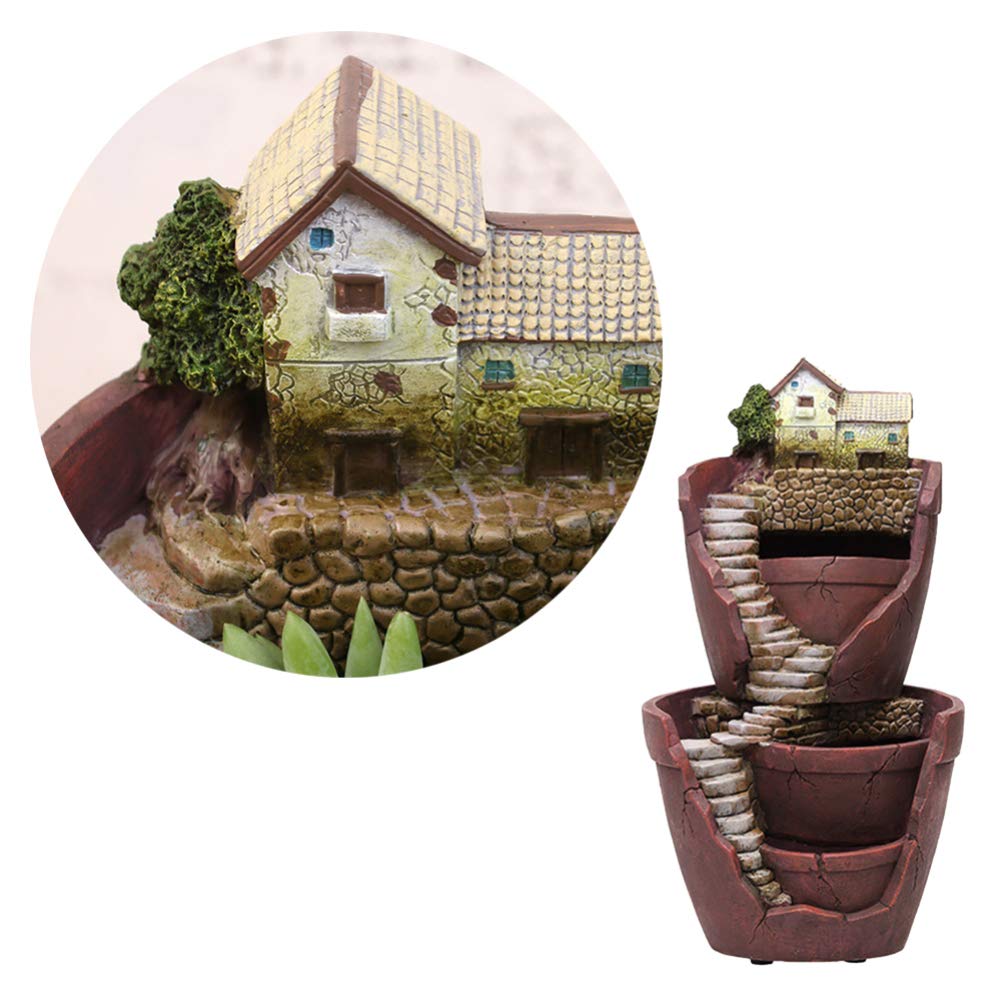 BESPORTBLE Small Succulent Pot - Double Layer Sky Garden Planter with Miniature House Design - Cactus & Succulent Planters for Home, Office Decor - Perfect for Windowsills, Desks & Gift Giving