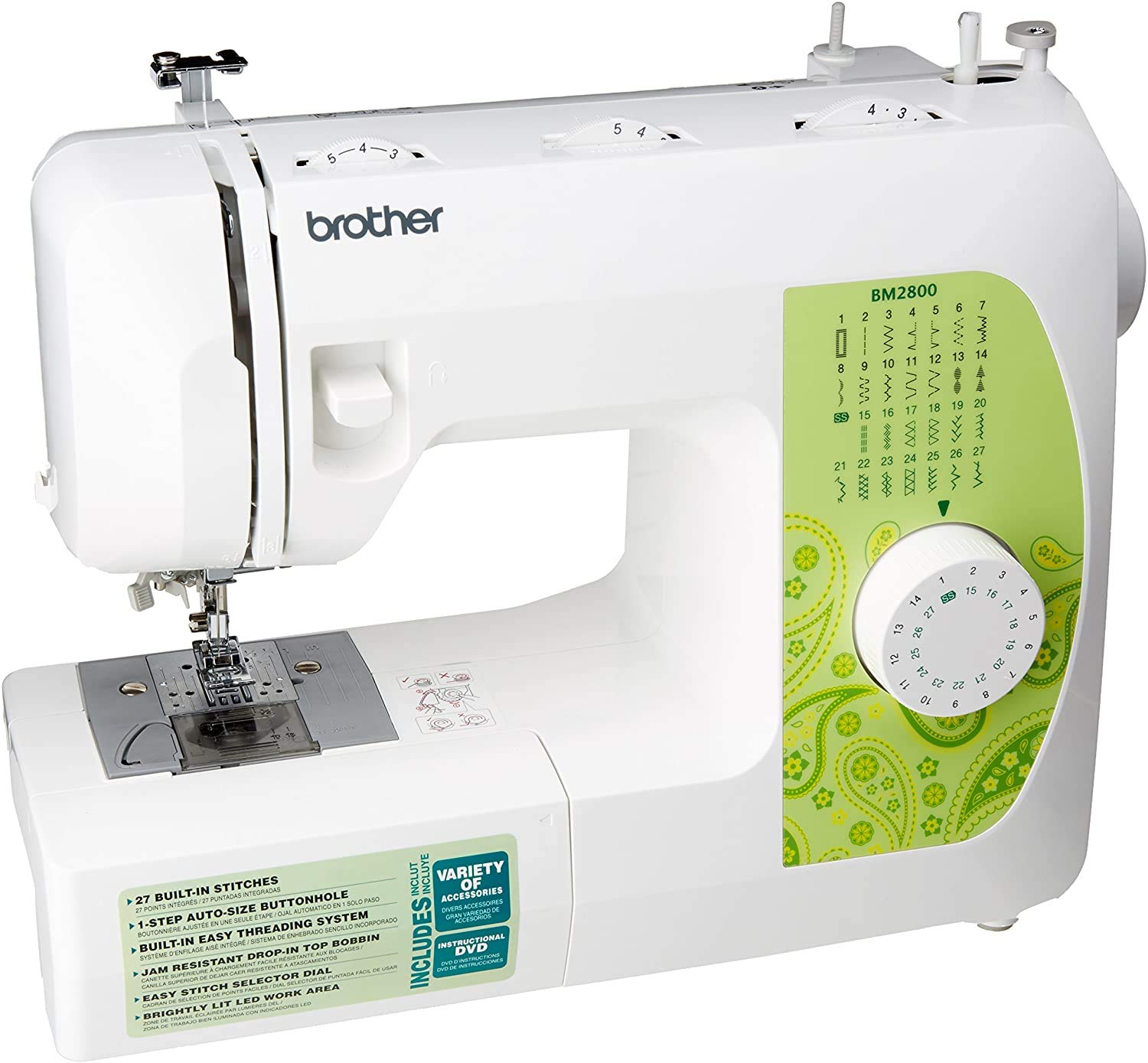 Brother BM2800 27-Stitch Sewing Machine for Beginners & Quilting - Compact & Lightweight for Home DIY Projects & Crafting