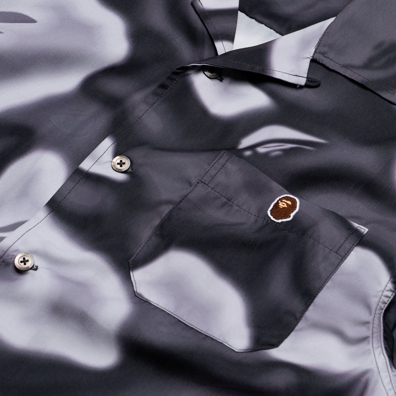 BAPE Liquid Camo One Point Collar Shirt for Men - Black Streetwear Fashion Shirt for Casual Wear & Urban Style