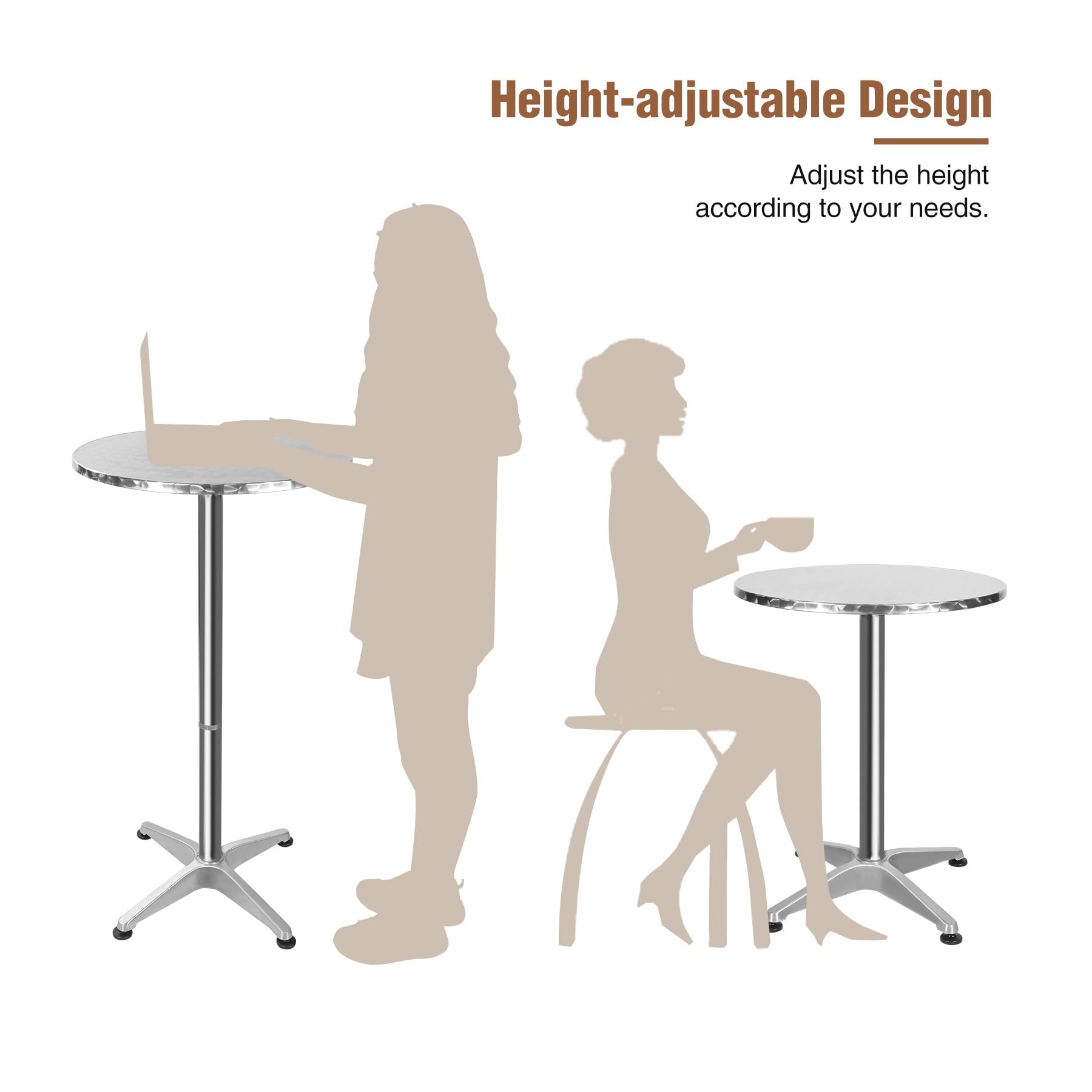 REDCAMP 24-Inch Folding Round Bar Table Set of 2 - Adjustable Height 30/45 Inch with Black Cover & Flip-Up Top - Perfect for Parties, Restaurants, Pubs & Outdoor Events