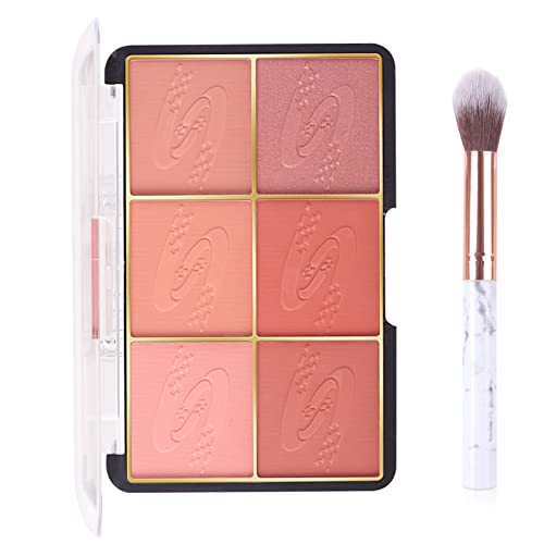 MEICOLY 6-Color Face Blush Palette - Shimmer & Matte Mineral Blusher Powder Set for Cheek Contour & Highlight - Includes Brush - Perfect for Everyday Makeup & Special Occasions