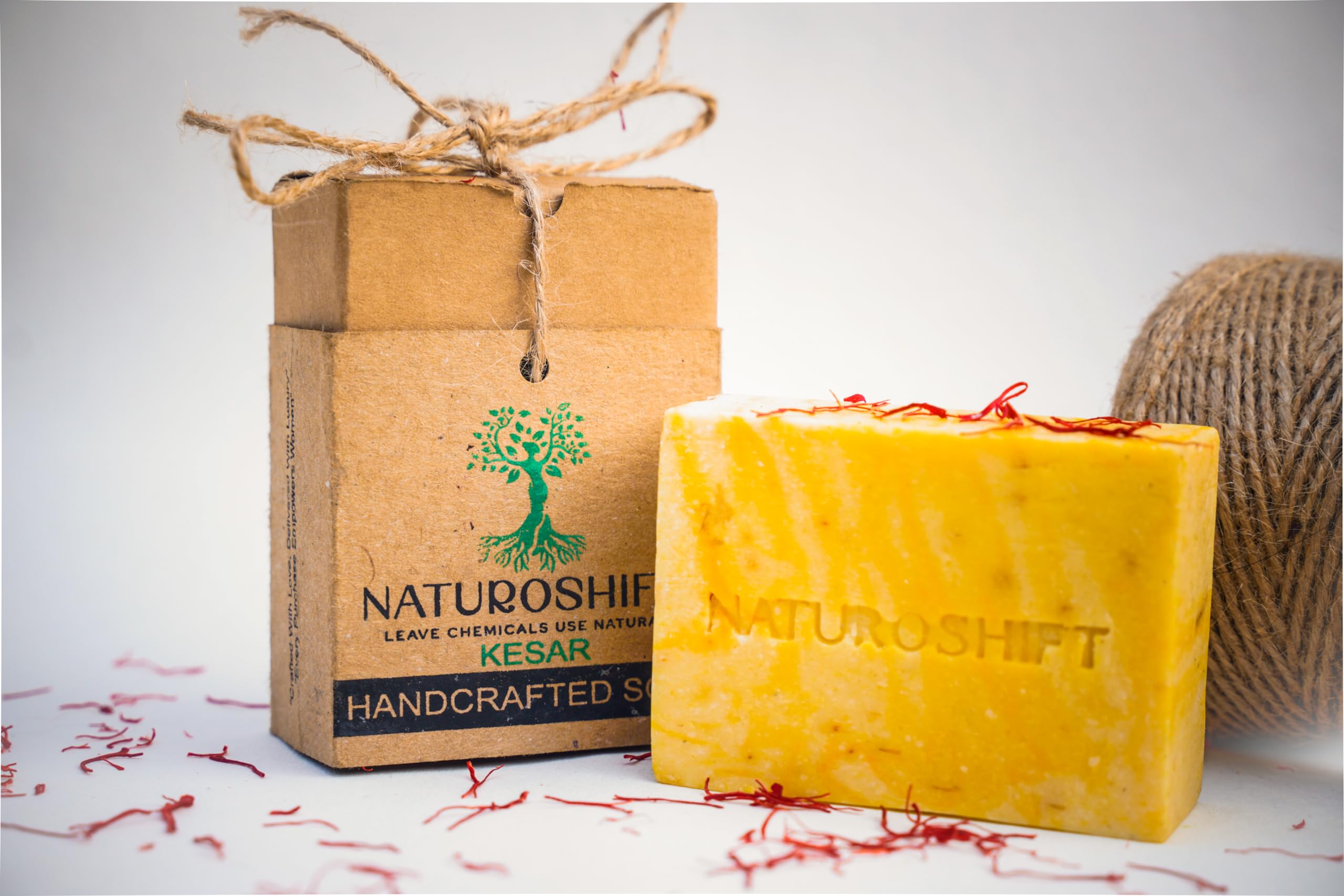Naturoshift Kesar Cold Processed Soap - 100% Natural Saffron Soap Bar for Glowing Skin | Moisturizing & Exfoliating Face & Body Soap for Dry Skin Care - Perfect for Daily Use & Gift Sets