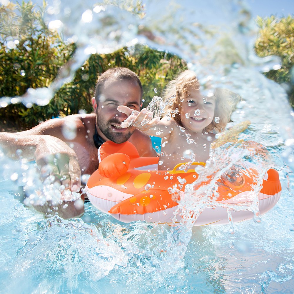 Peradix Inflatable Baby Pool Float with Canopy - Removable Sun Shade, Whale Toddler Swim Ring, Infant Water Toys for Safe Swimming & Outdoor Fun