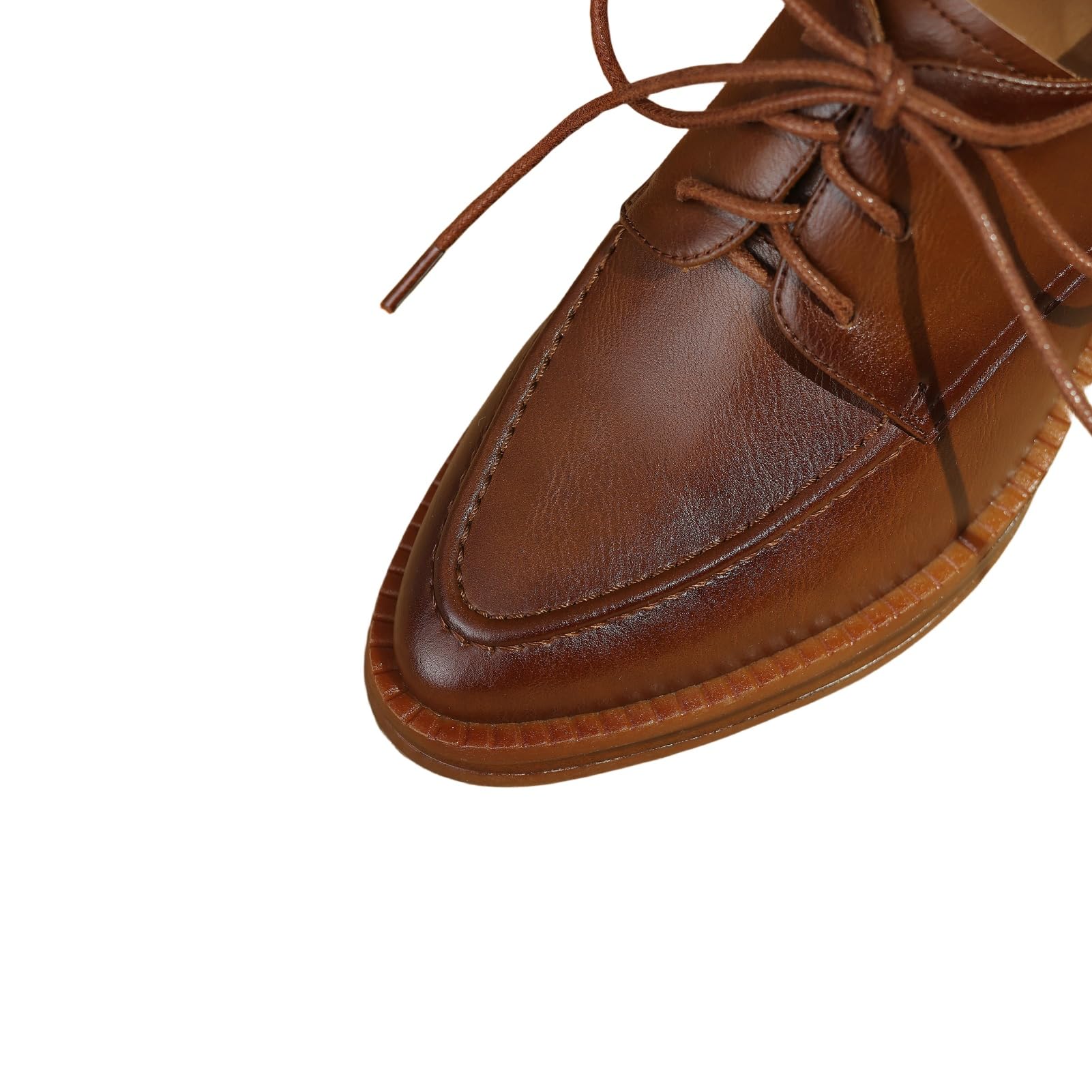 Genuine Leather Women's Pointed Toe Oxford Shoes - Handmade Self-Tie Chunky Heels for Office, Party & Wedding - Stylish Comfortable Dress Shoes for Women