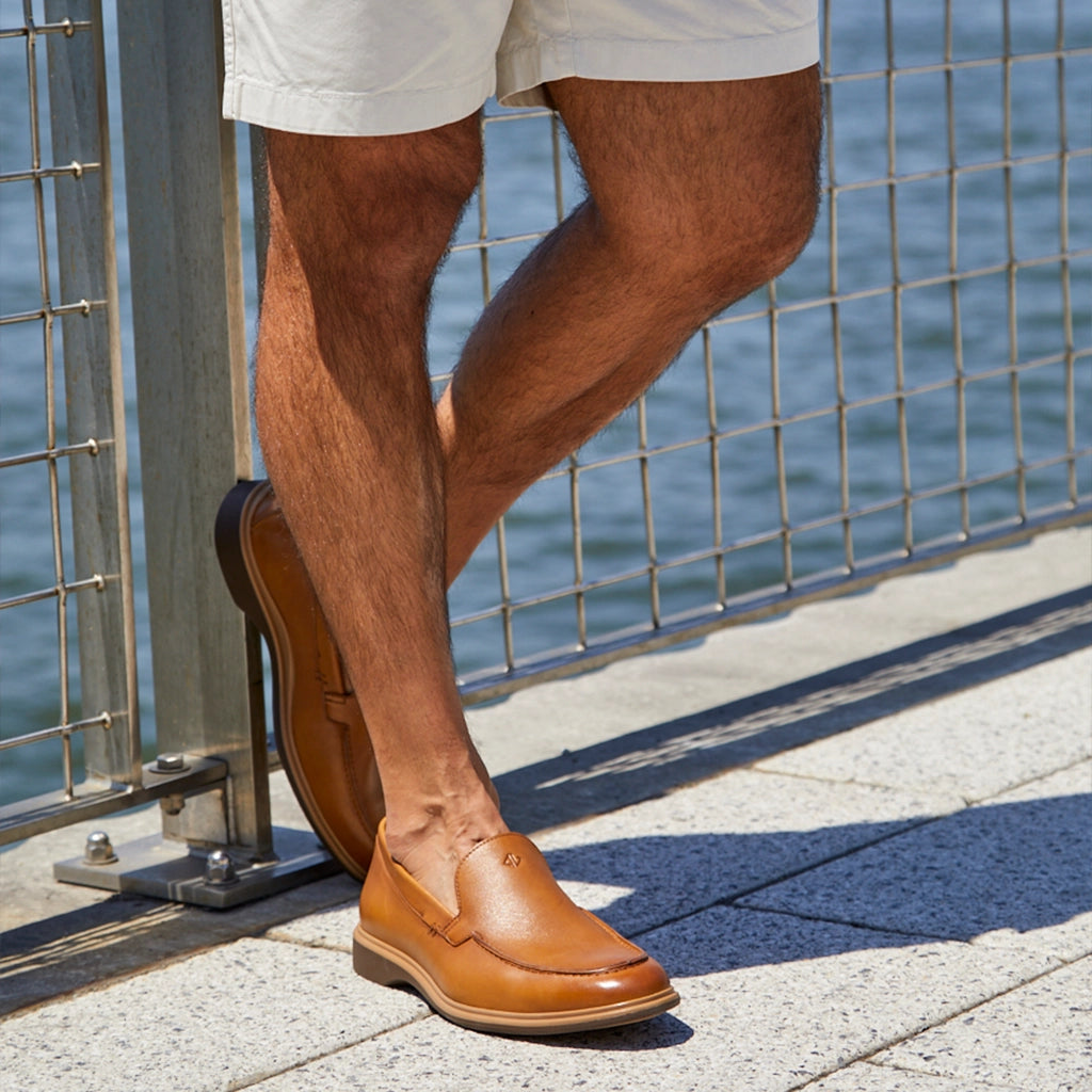 Premium Genuine Leather Loafers for Men - Comfortable Slip-On Shoes in Honey Brown | Ideal for Casual Wear, Office & Travel