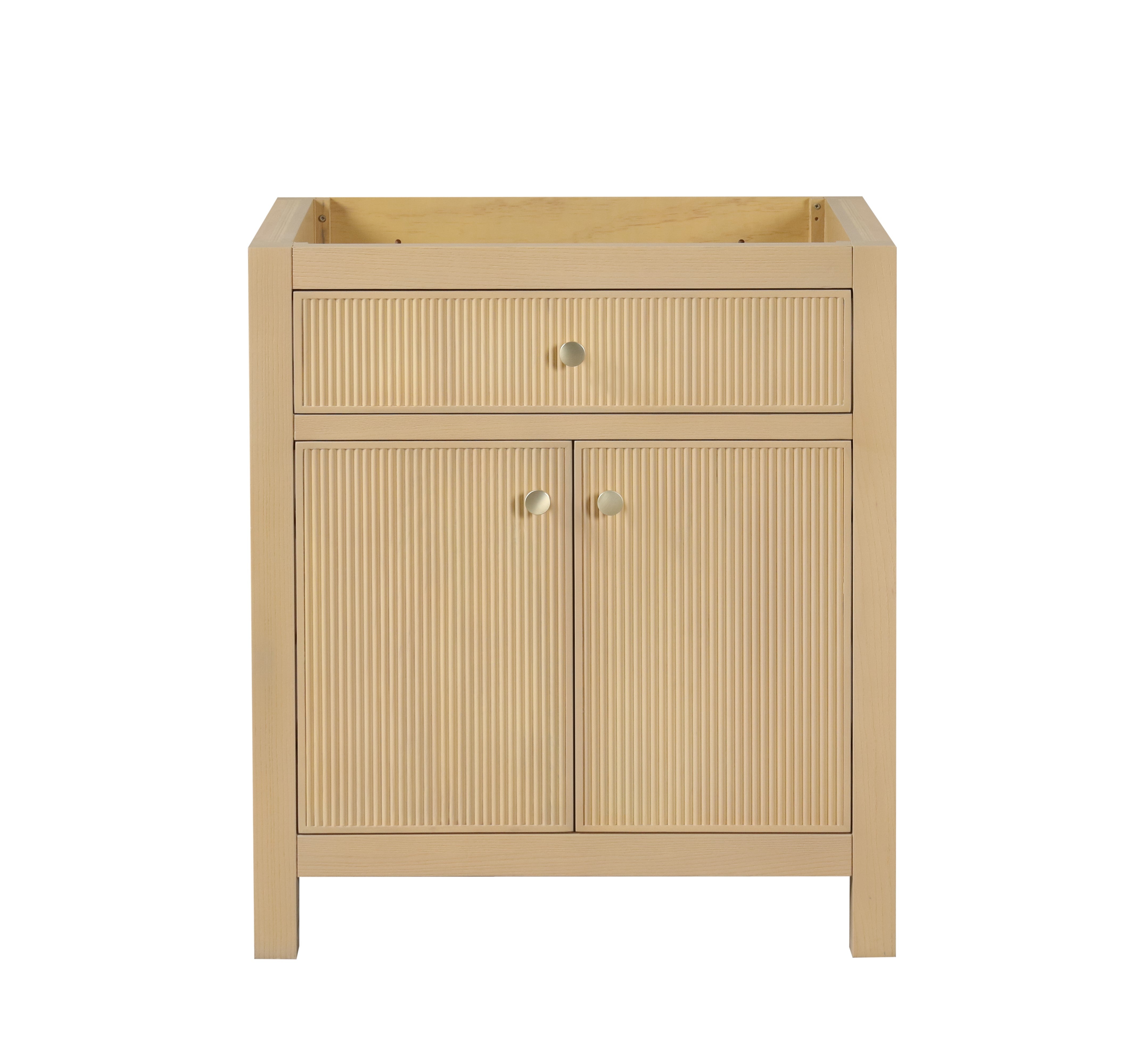 Bristol 29.5 Inch All Wood Bathroom Vanity in Natural White Ash - Cabinet Only for Modern Home Decor & Bathroom Remodeling