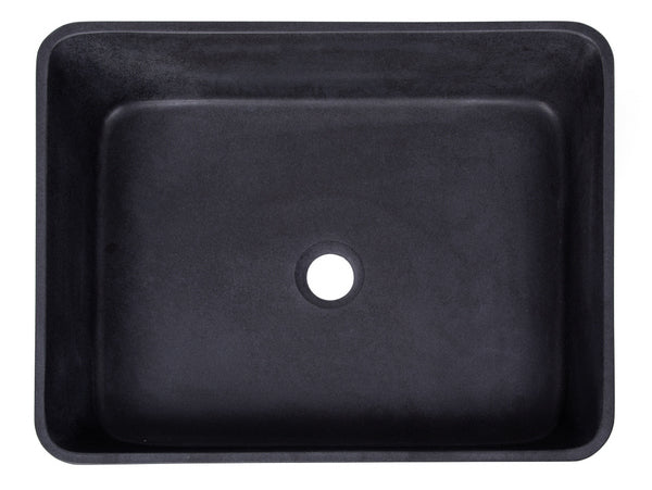 Black Lava Stone Rectangle Vessel Sink - Modern Bathroom Vanity Sink for Contemporary & Farmhouse Decor - Perfect for Home, Hotel, and Spa Bathrooms