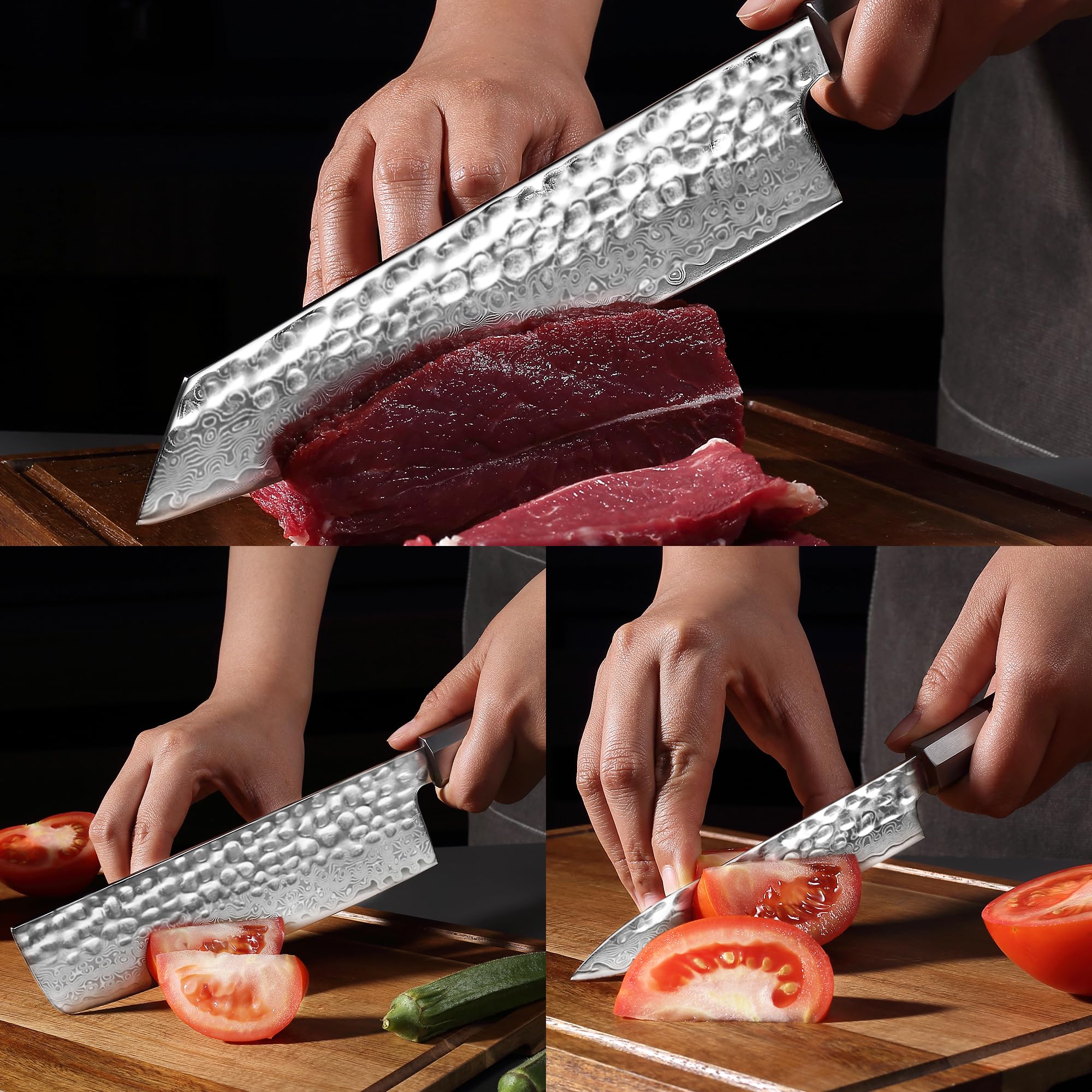 Premium 3-Piece Japanese Damascus Chef Knife Set - Hand-Forged High Carbon Steel Blades, Ultra Sharp Kitchen Knives with Ergonomic Wood Handle - Perfect for Chopping Vegetables, Slicing Meat & Professional Cooking - Ideal Gift for Home Chefs & Culinary Enthusiasts