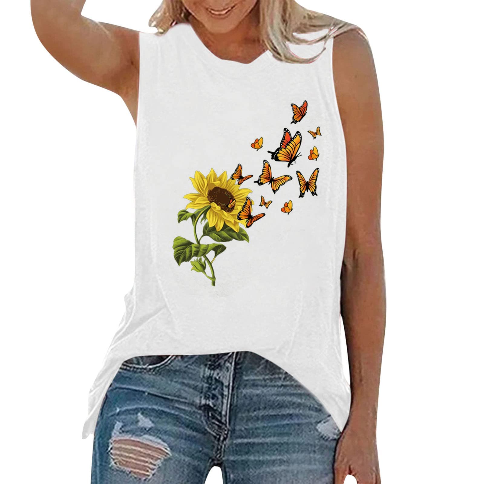 Women's Floral Printed Tank Top - Casual Loose Fit Summer Tunic Top for Women | Perfect for Beach, Yoga & Everyday Wear