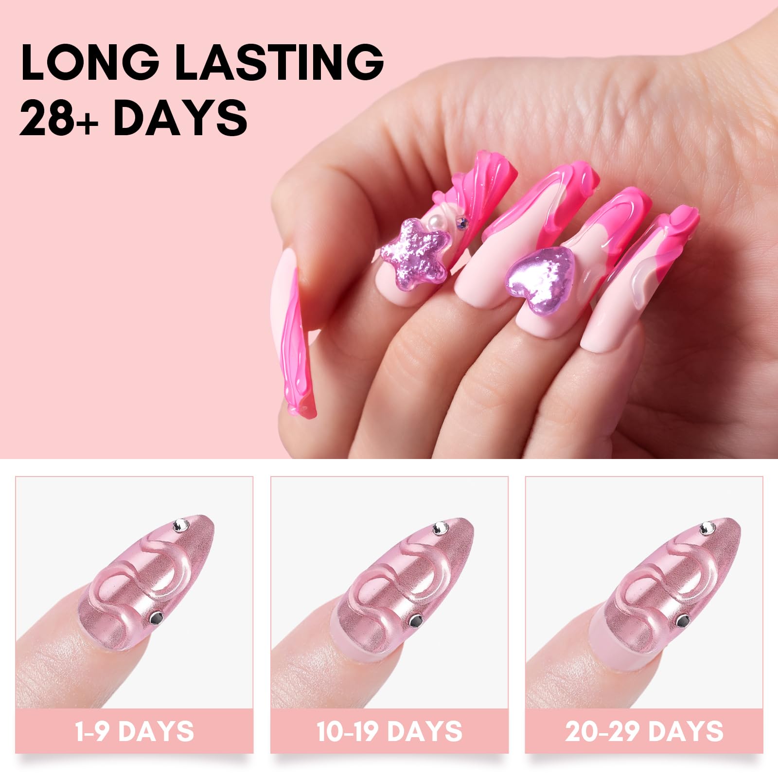 Makartt Professional Nail Rhinestone Glue & 3D Nail Gel Kit - Super Strong Nail Art Adhesive for 3D Sculpting, Drawing, Molding & Embossed Nail Decoration | DIY Manicure & Nail Art Design | Perfect for Salon, Home Use & Special Occasions