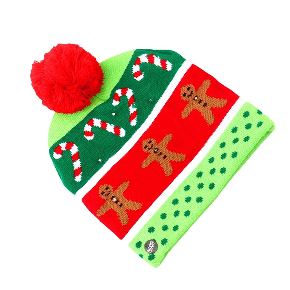 Valcatch LED Knitted Christmas Hats - Colorful Glowing Santa Claus Hats for Holiday Decorations, Xmas Party & Winter Festivals