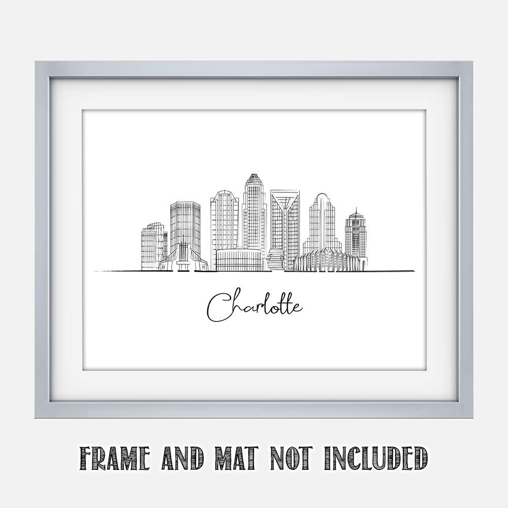 Charlotte Skyline Wall Art Print 11x14 - Perfect for Bedroom & Home Decor
