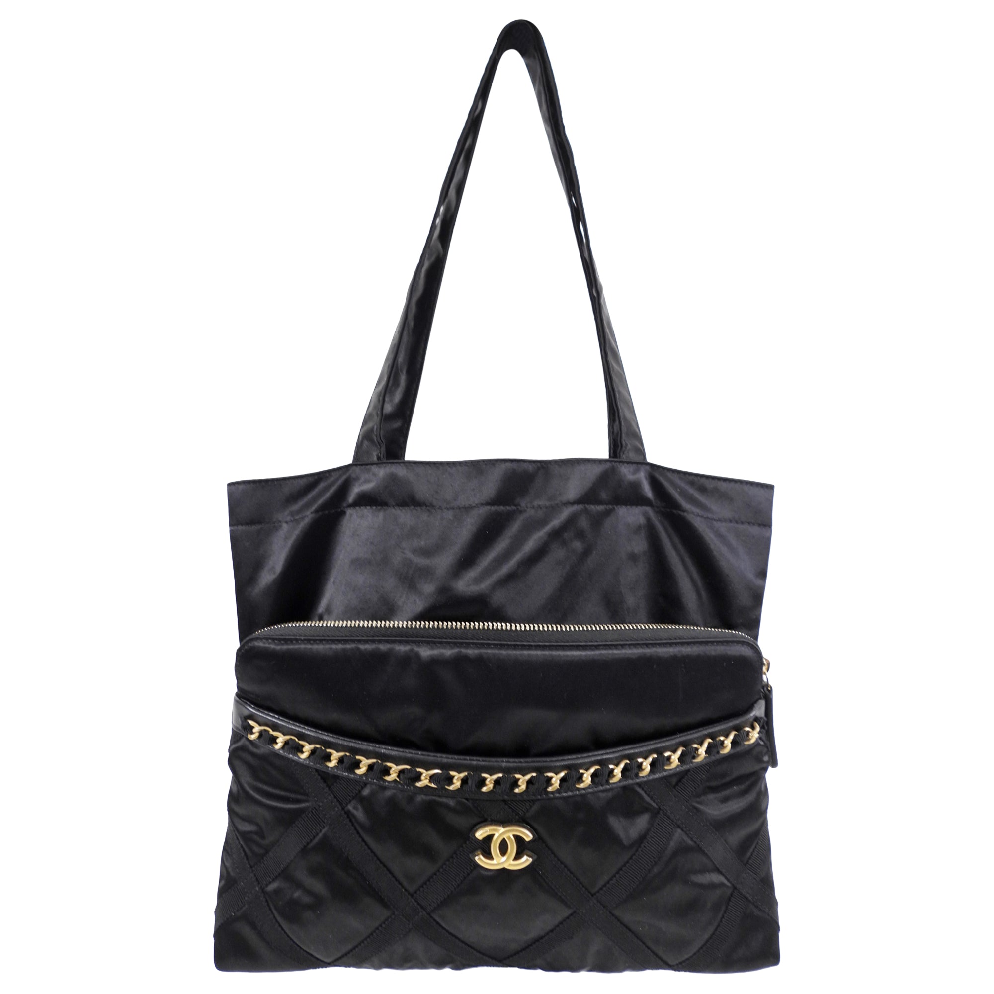 Chanel 21A Medium Satin Trousse Clutch Convertible Tote Bag - Luxury Designer Handbag for Women, Perfect for Evening Parties & Special Occasions