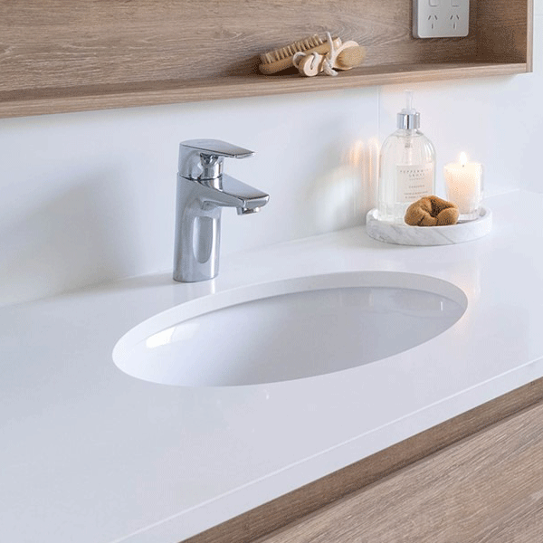 ADP Sincerity 495 x 365mm White Solid Surface Undermount Bathroom Sink - Perfect for Modern Kitchen & Bathroom Vanity Installation