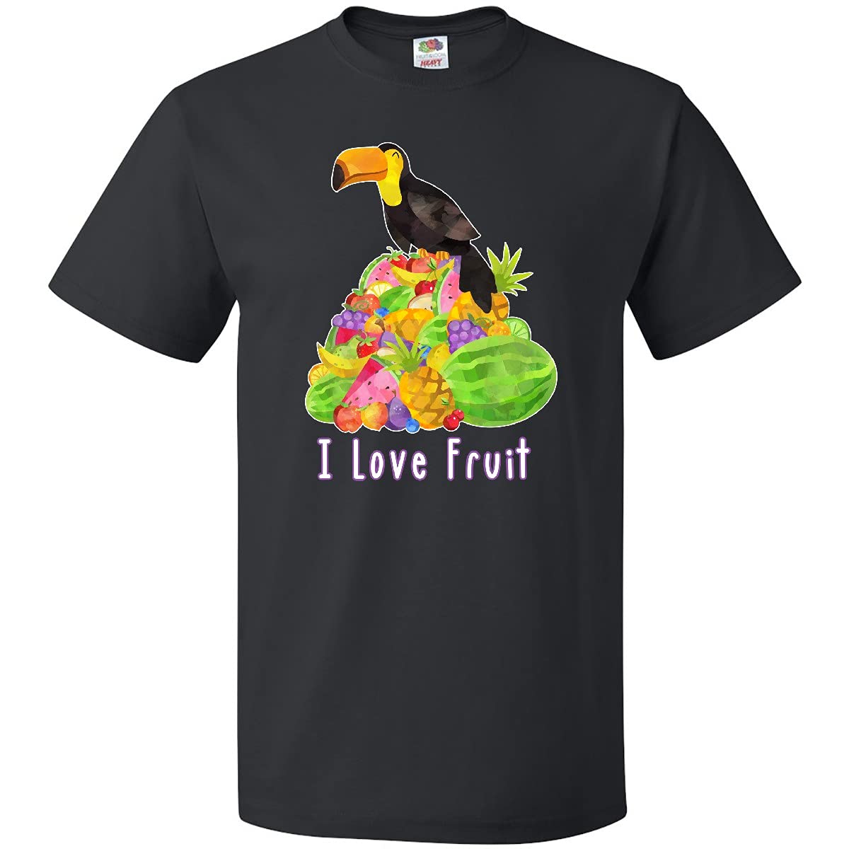 Inktastic I Love Fruit Toucan Graphic T-Shirt for Women - Cute Tropical Bird Design - Perfect for Summer, Beach Vacations & Casual Wear