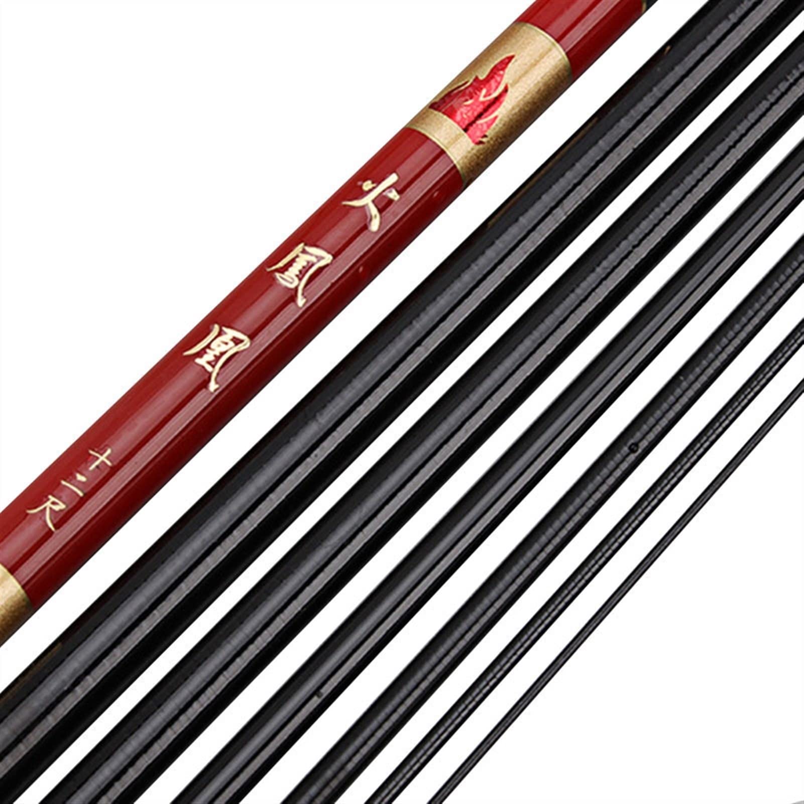 Ultralight Telescopic Carbon Fiber Fishing Rod - 3.6-7.2M Super Hard Travel Fishing Pole for Carp & Stream (Red, 4.5m) | Perfect for Backpacking, Camping & Outdoor Adventures
