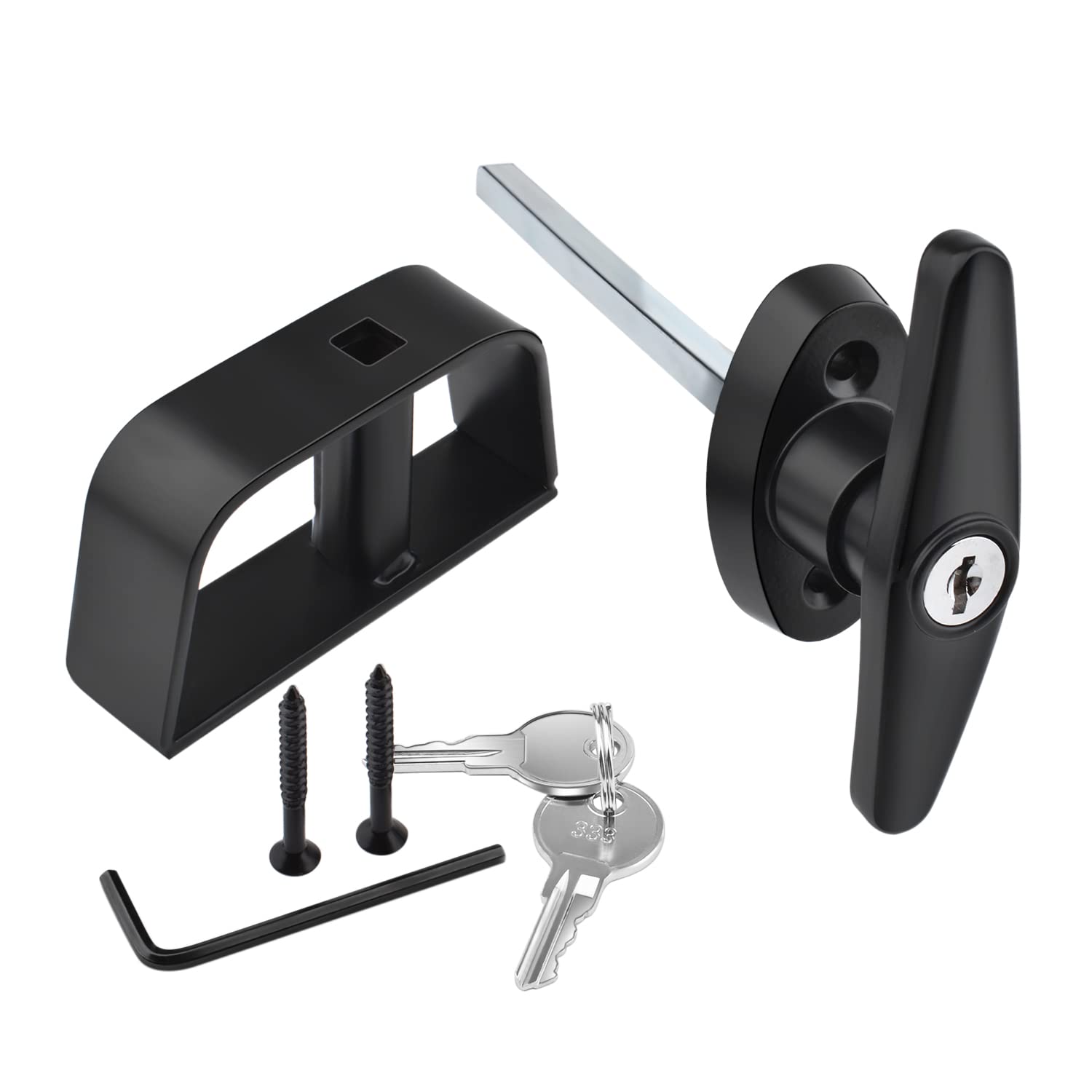 **5-1/2 Inch Shed Door T-Handle Lock Kit with 2 Keys - Heavy Duty Replacement for Storage Shed, Barn, Playhouse & Chicken Coop Doors - Secure & Easy Installation**    *(Ideal for Outdoor Storage, Farm Buildings, and Pet Enclosures - Weatherproof & Durable Construction)*