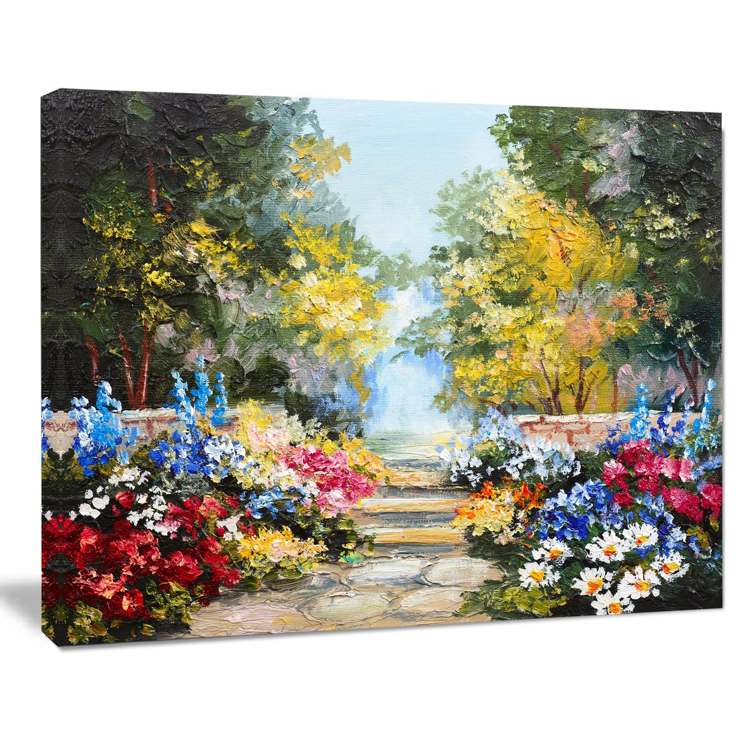 Summer Forest with Flowers Landscape Art Print Canvas - Nature Wall Decor for Living Room, Bedroom & Office
