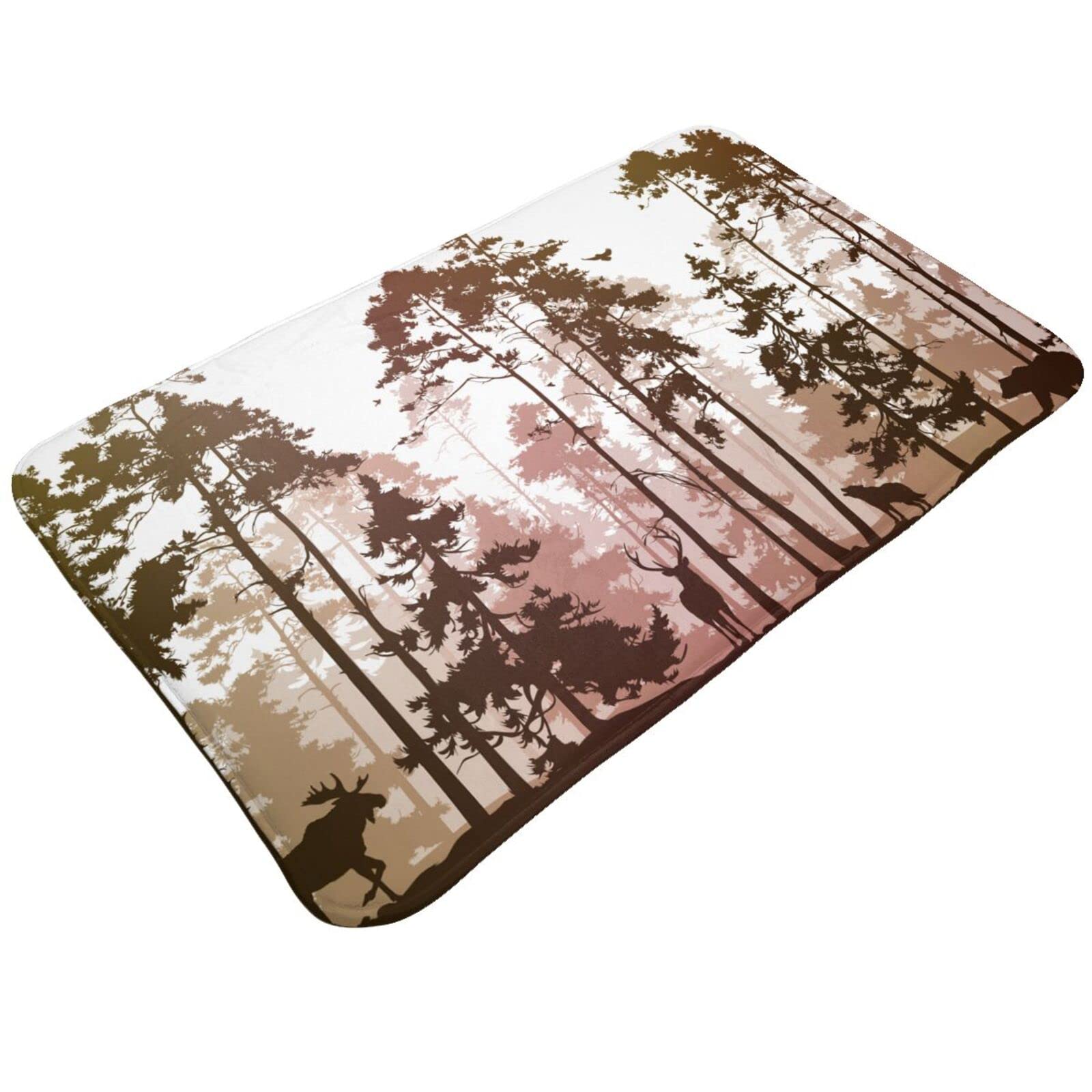 Premium Non-Slip Bathroom Rug - Deer Bear Wolf Forest Animal Design Soft Absorbent Bath Mat for Indoor/Outdoor Use - 20x31.5 Inch Cozy Home Decor for Bathroom, Kitchen & Entryway - Perfect Gift for Nature Lovers