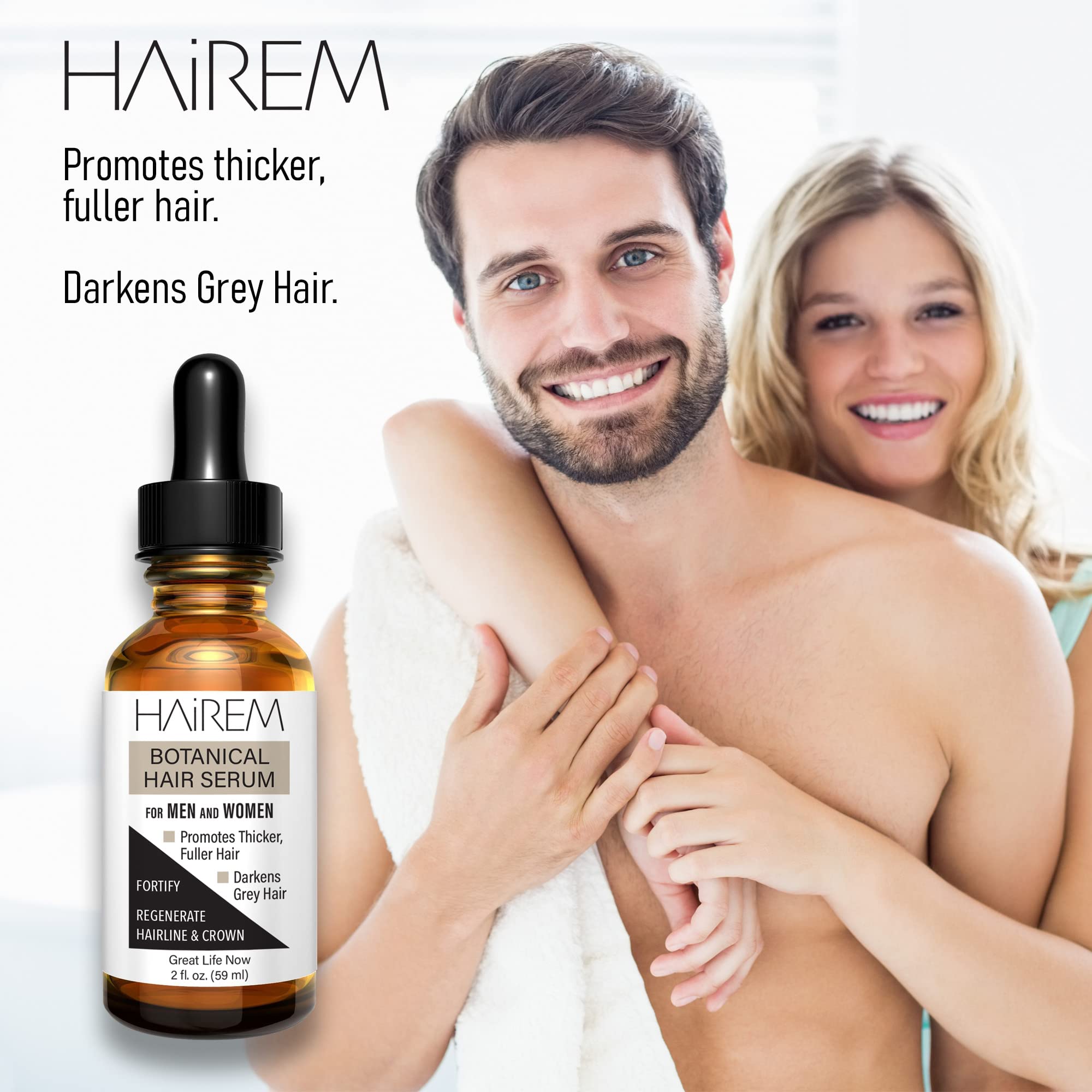 HAiREM™ Botanical Hair Growth Serum - Natural Treatment for Thicker, Fuller Hair & Grey Hair Darkening - 2oz (3 Pack) for Men & Women | Perfect for Daily Hair Care & Styling Routine