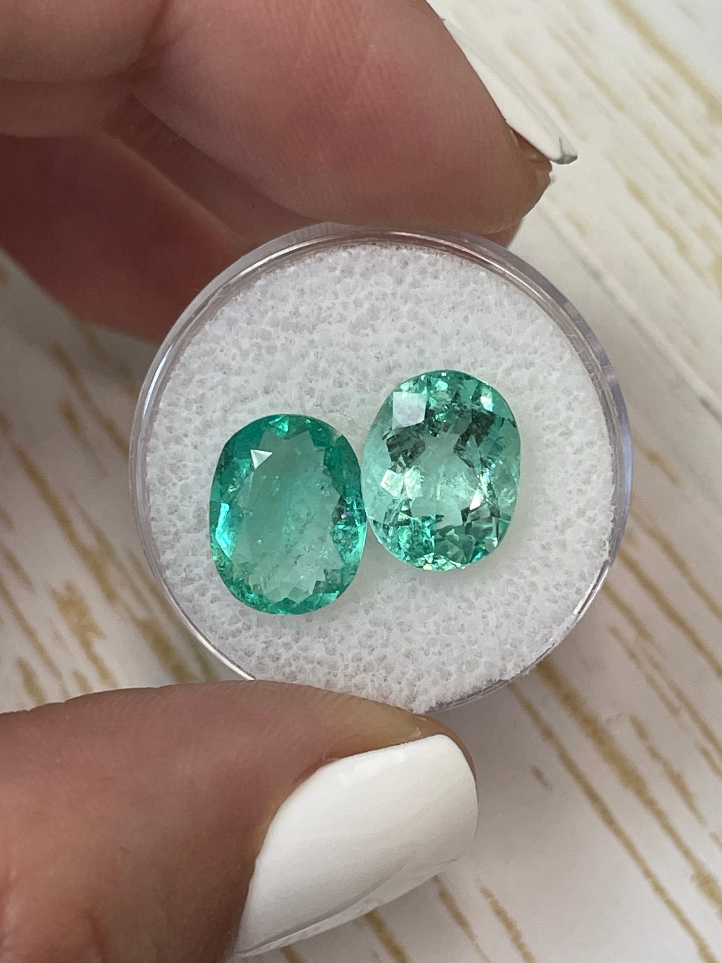 7.49tcw 11x9mm Matching Pair of Loose Colombian Emerald Gemstones - Oval Cut Natural Green Emeralds for Jewelry Making, Engagement Rings & Luxury Gifts
