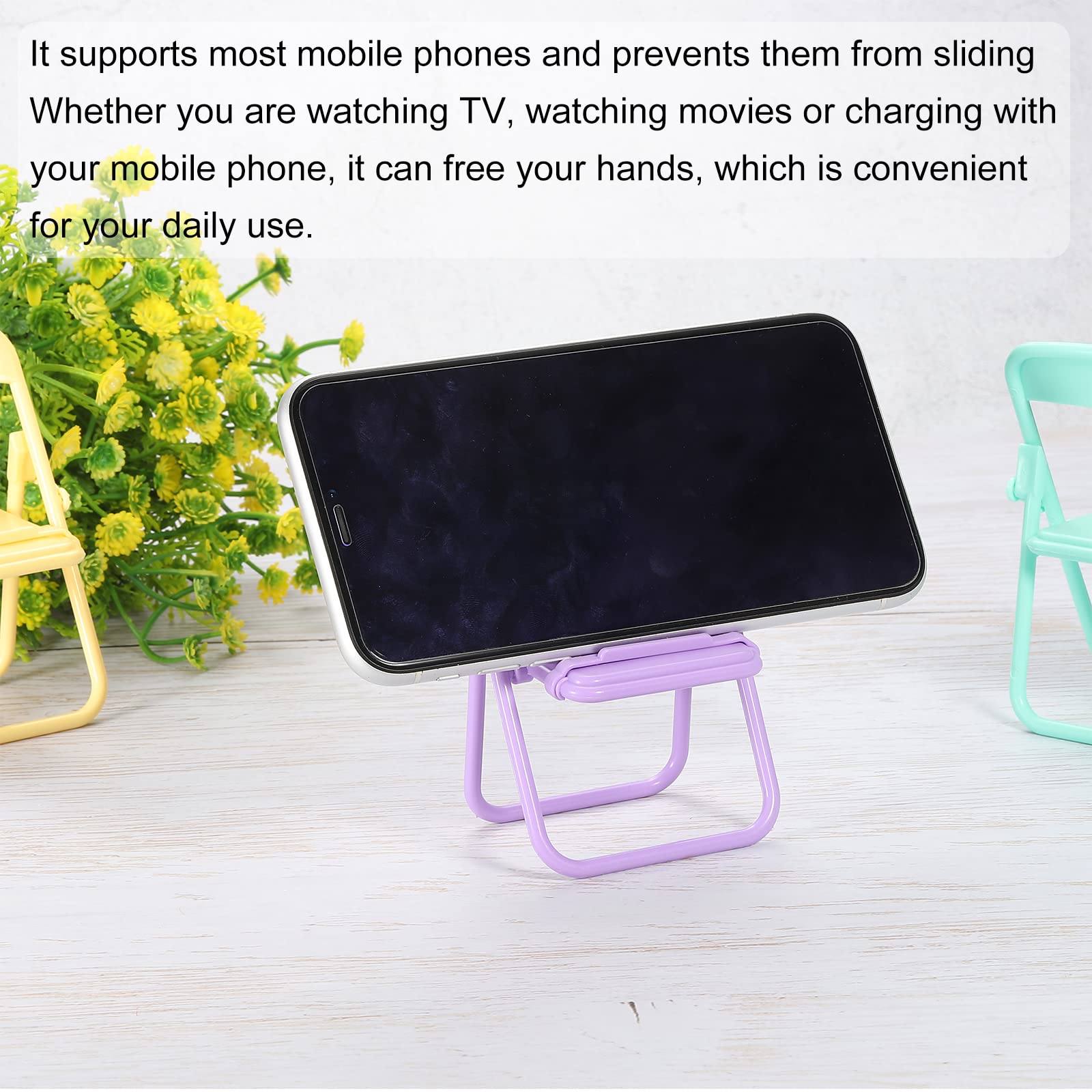 Purple Candy Color Folding Phone Stand - Multi-Angle Chair Holder for Smartphones | Perfect for Desk & Bedside Use