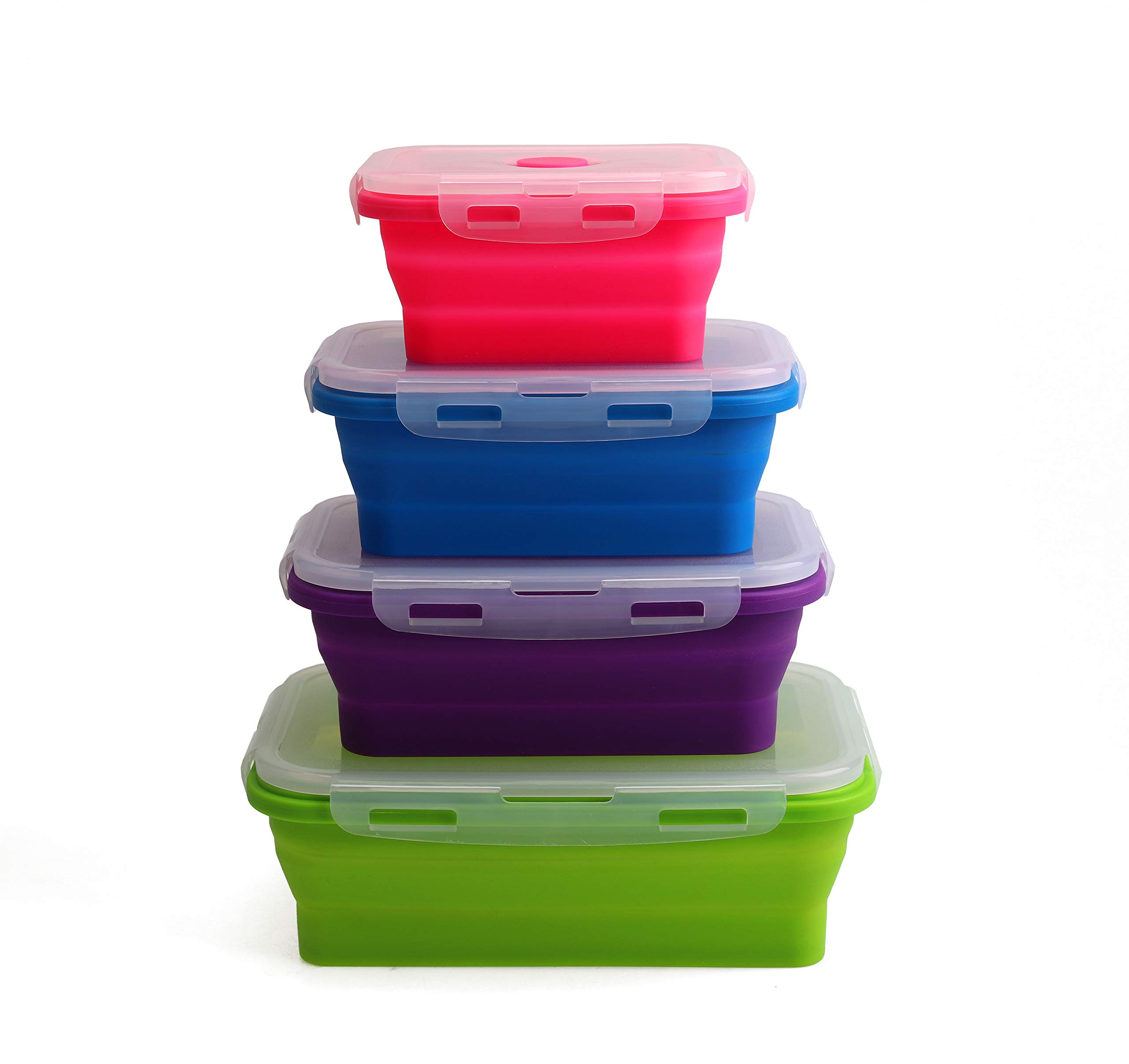 Jean-Patrique 4-Piece Collapsible Silicone Food Storage Containers Set - Airtight, Leak-Proof, BPA-Free, Microwave & Dishwasher Safe - Perfect for Meal Prep, Leftovers & On-the-Go Snacks