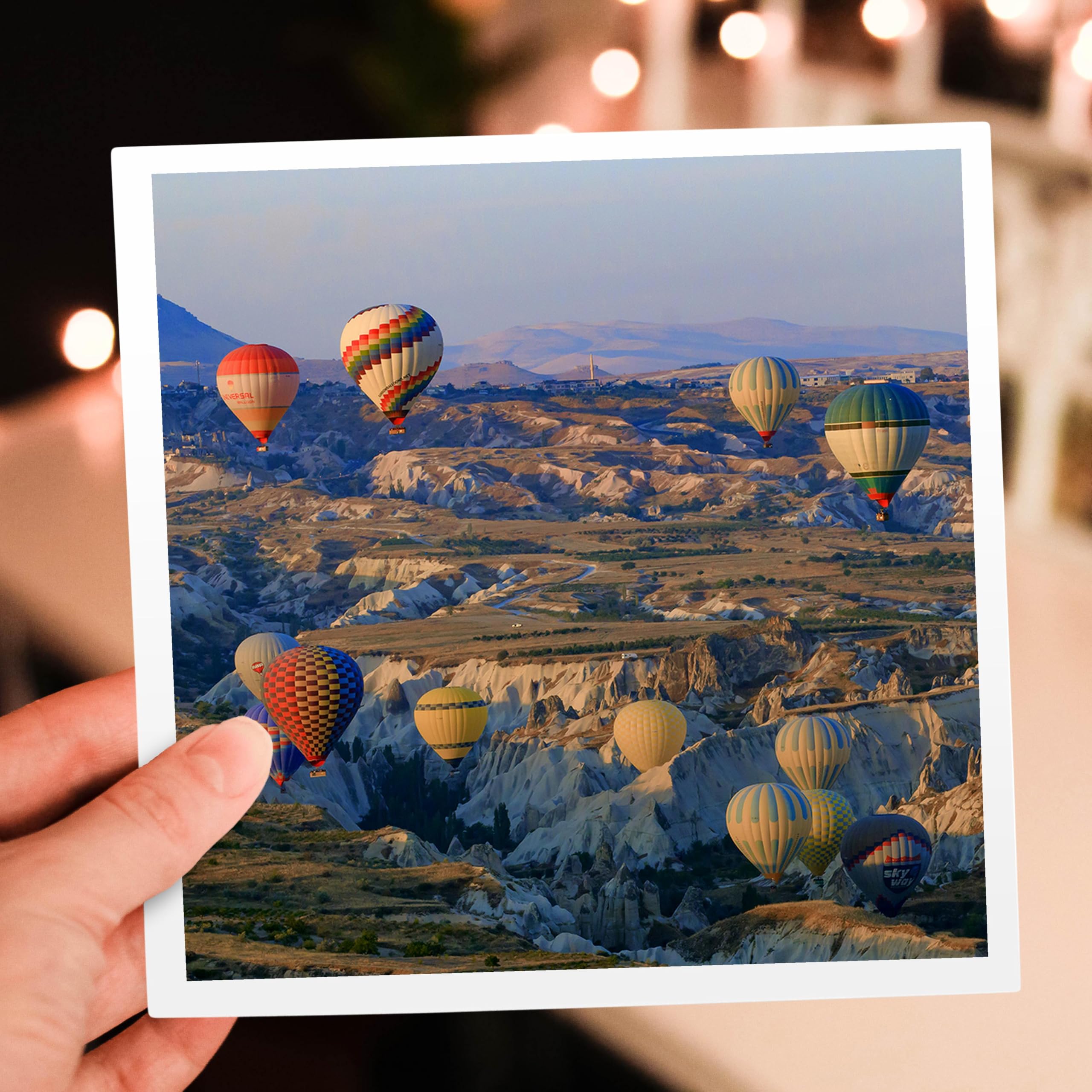 3dRose Greeting Card - Turkey Landscape with Hot Air Balloons Over Cappadocia Rock Formations | Scenic Goreme Travel Postcard | Perfect for Birthday, Thank You & Holiday Cards