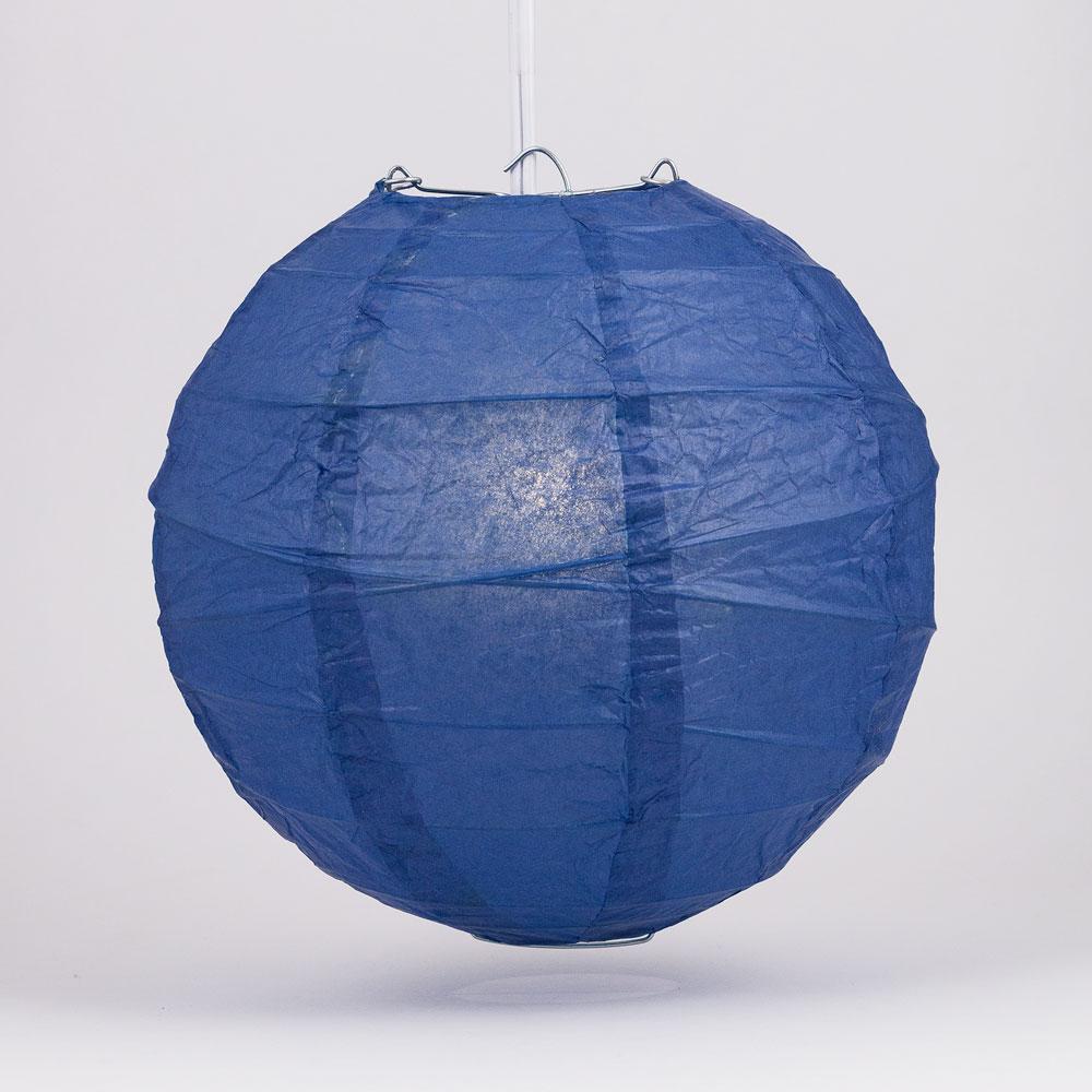 12 Pack 24 Inch Navy Blue Freestyle Ribbing Round Paper Lanterns for Party Decorations, Wedding, Home & Outdoor Events