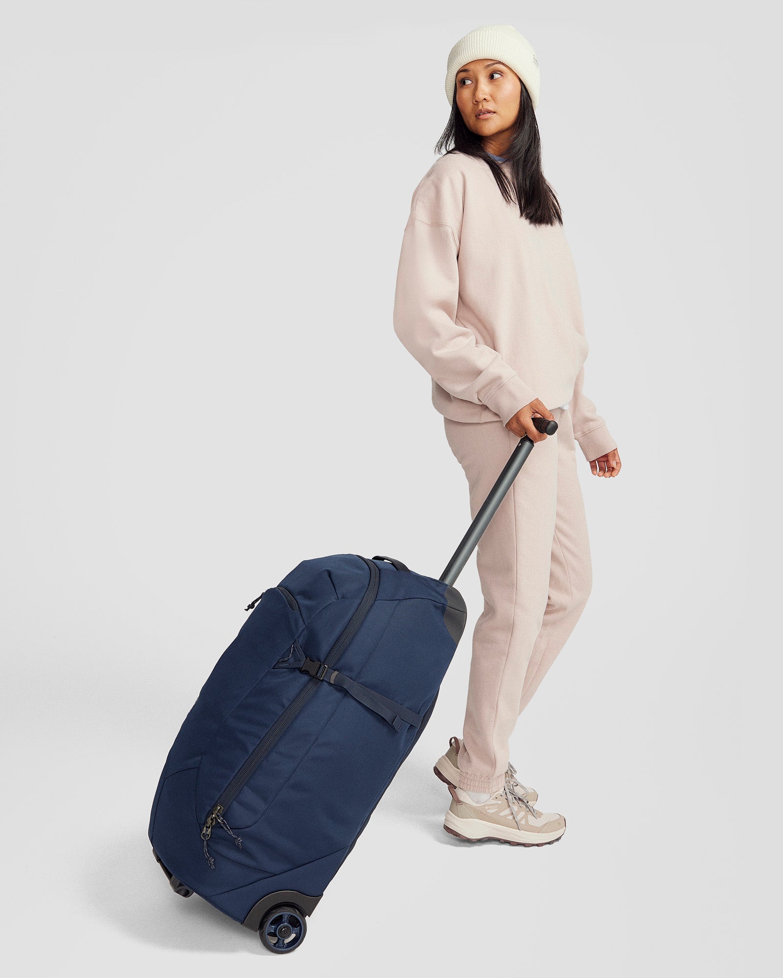 Hybrid Trolley v5 50L Travel Backpack - Lightweight Carry-On Luggage for Men & Women, Waterproof Duffle Bag with Wheels - Perfect for Air Travel, Gym, Camping & Outdoor Adventures (Pure Navy)