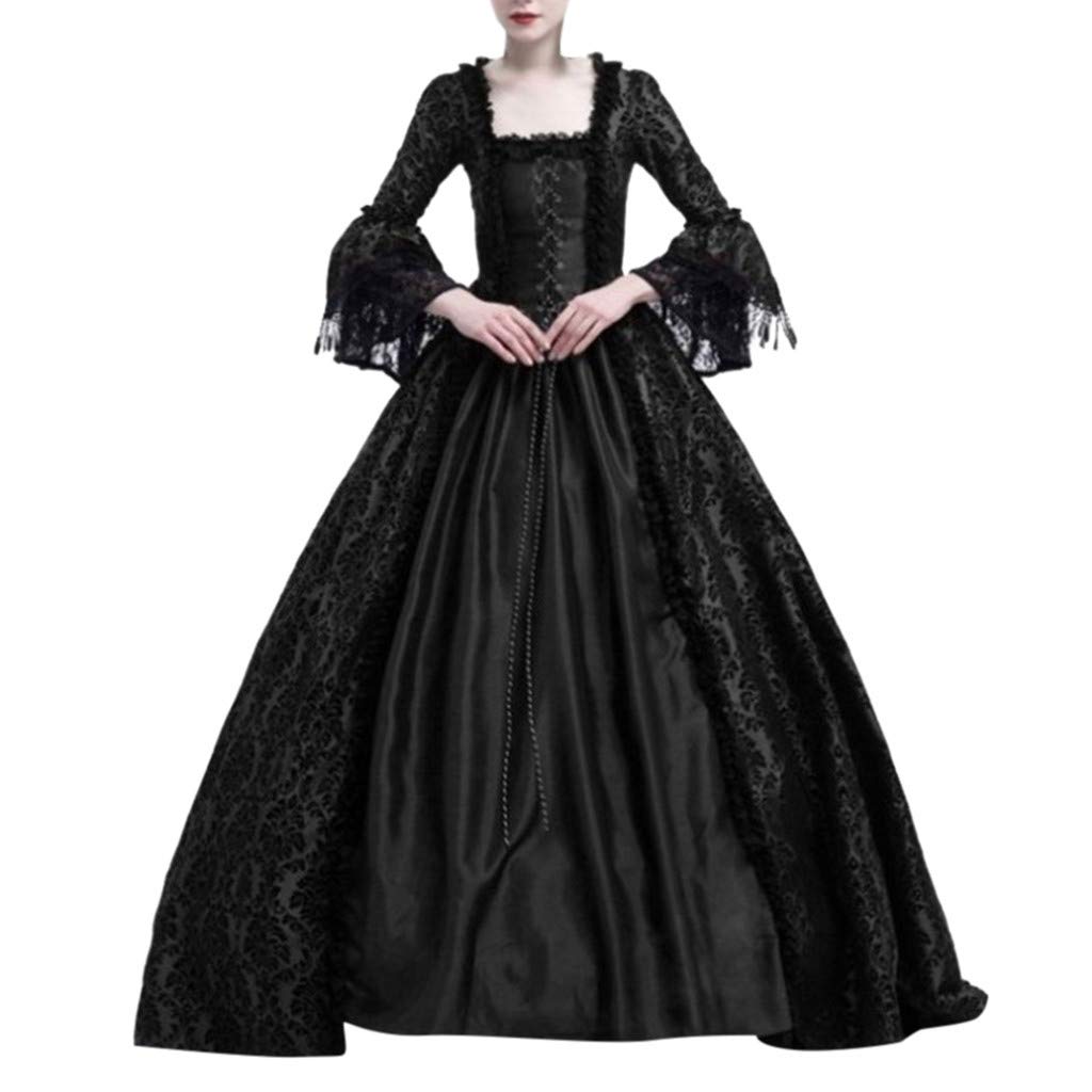 Gothic Medieval Renaissance Lace Ball Gown Dress for Women - Elegant Maxi Princess Cosplay Costume for Halloween, LARP, Themed Parties & Renaissance Fairs
