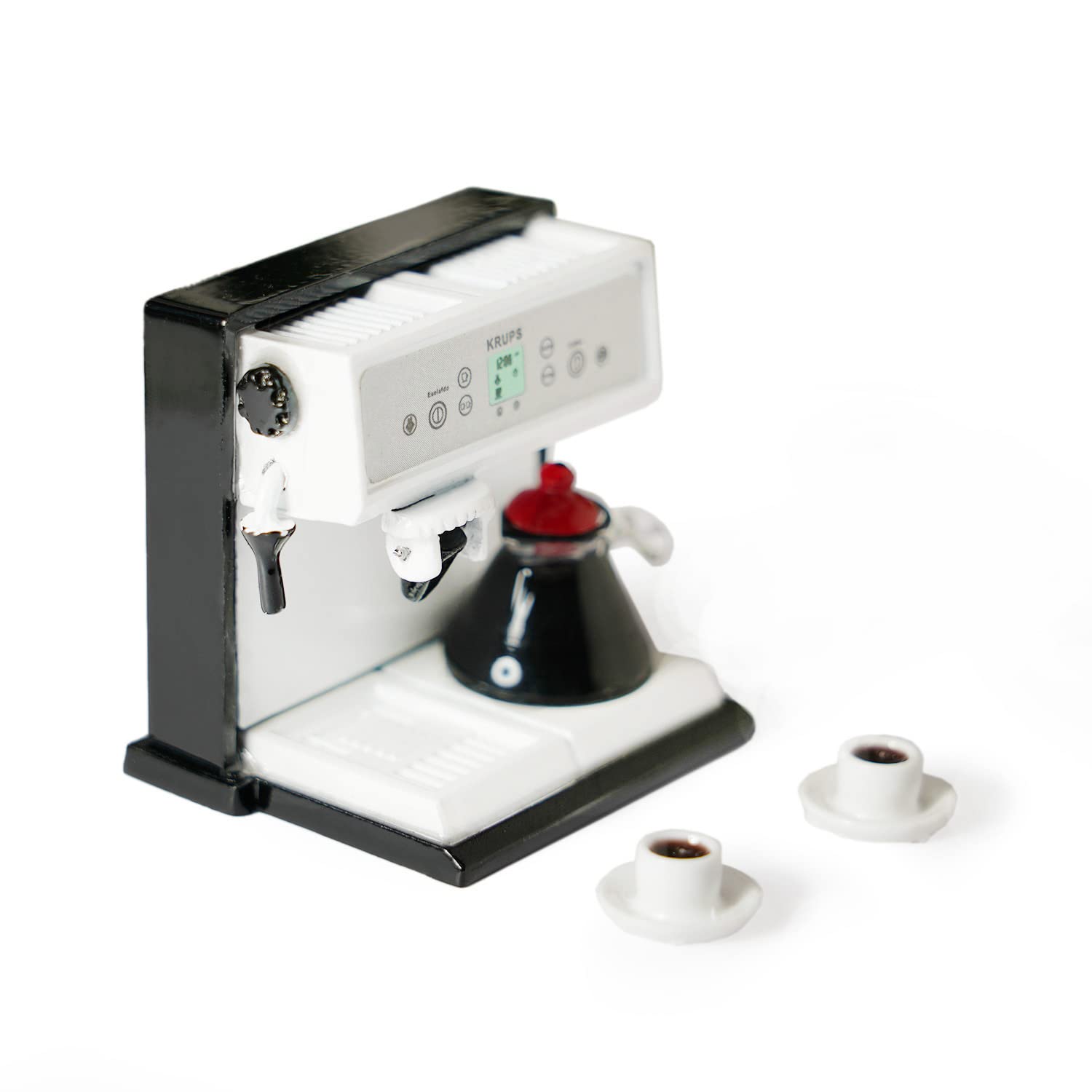 1:12 Miniature Coffee Maker with Pot & 2 Cups Set - Black Dollhouse Accessories for Miniature Room Scenes, Artificial House Decor, Perfect for DIY Crafts and Collectible Displays