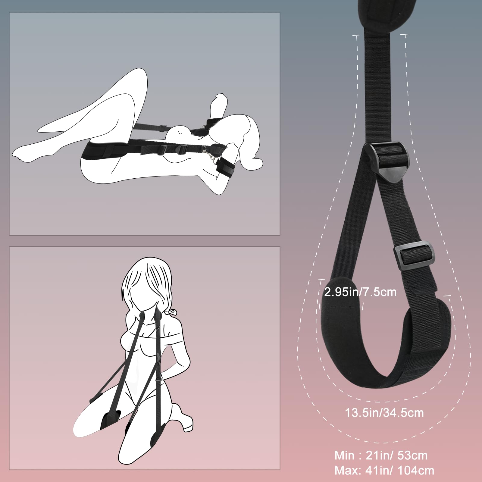 BDSM Bondage Gear Set - Adjustable Thigh Sling & Detachable Handcuffs with Blindfold | Premium Restraints Kit for Couples Play, Adult Games & Sensual Exploration