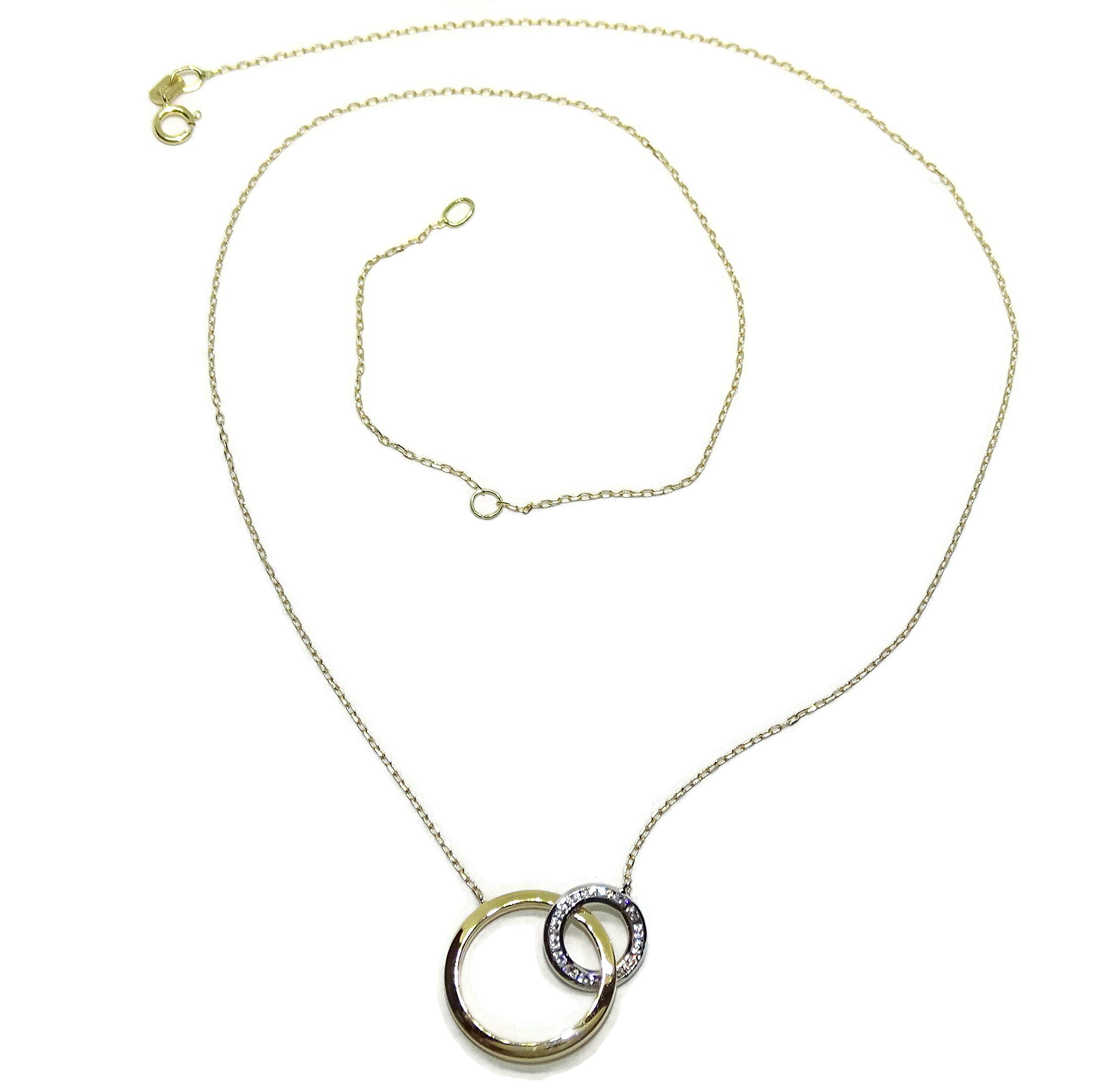 18K Gold Double Ring Necklace for Women - Elegant Karma Pendant Chain with Natural Zirconia Gemstones, Perfect Gift for Her | Anniversary, Birthday, Valentine's Day Jewelry Present