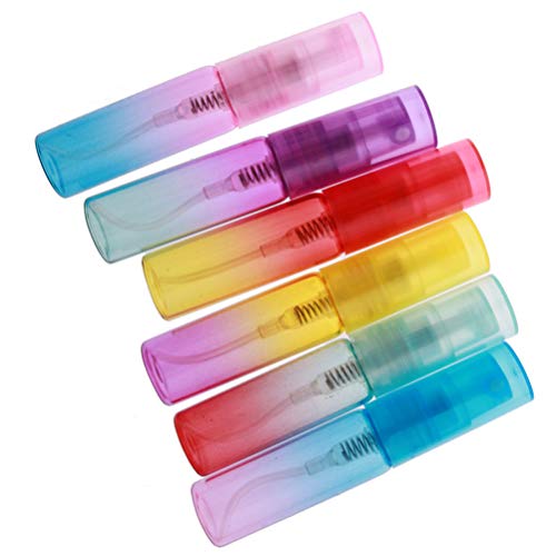 EXCLUZO 12PCS Gradient Color Glass Bottles - 4ML Fine Mist Spray Bottles for Perfume, Essential Oils & Makeup | Travel-Friendly, Refillable Atomizer Bottles for DIY, Home, Salon & Party Use