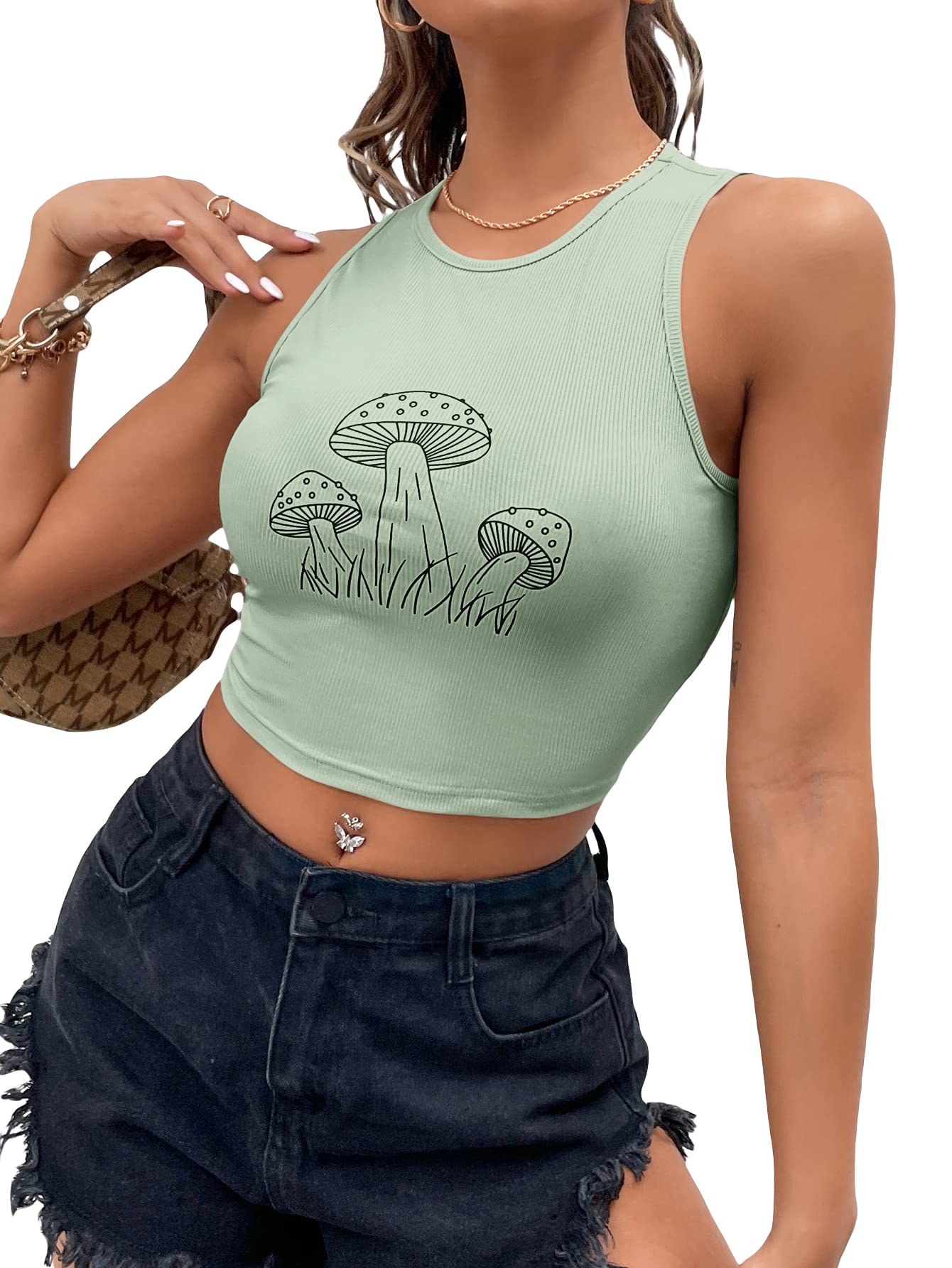 SheIn Women's Tank Tops - Casual Sleeveless Round Neck Crop Tops for Summer, Gym, Yoga & Beach Wear | Trendy Women's Fashion Tops