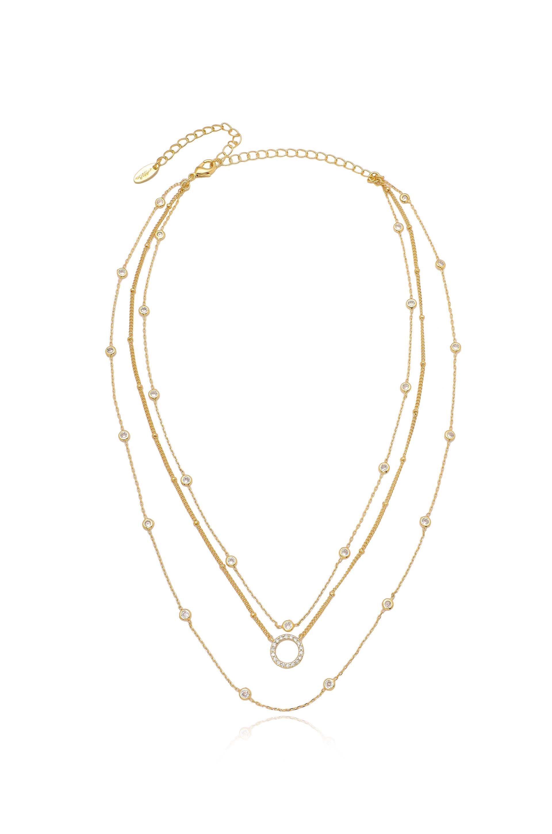 Monroe Crystal Layered Necklace for Women - Elegant Multi Strand Bohemian Jewelry for Party, Wedding & Everyday Wear