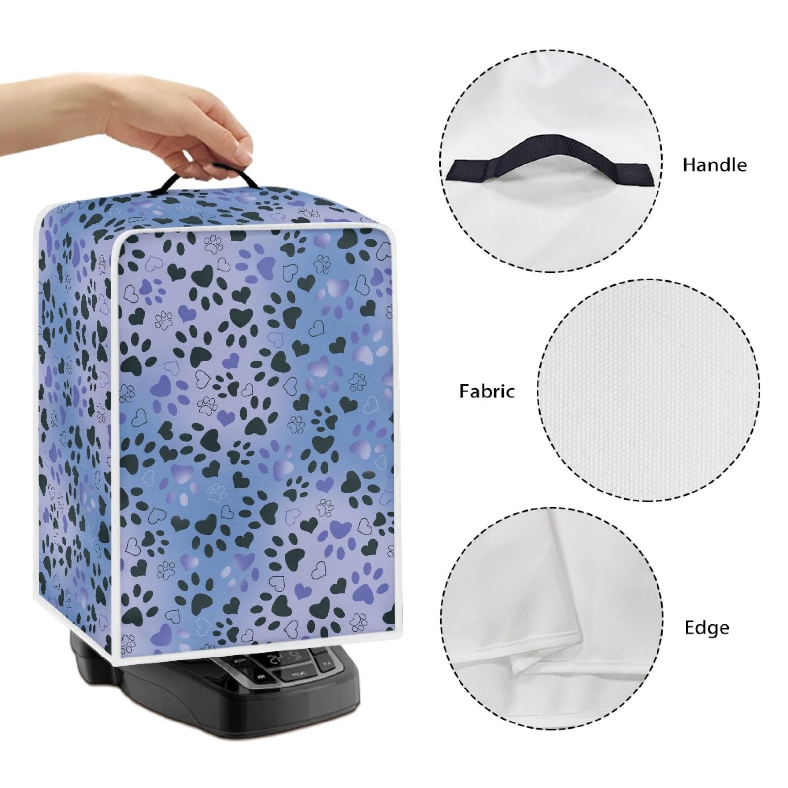 Purple Dog Paw Print Coffee Machine Dust Cover - Polyester Protective Cover for Stand Mixers & Coffee Makers - Keep Appliances Clean in Kitchen, Office or Cafe