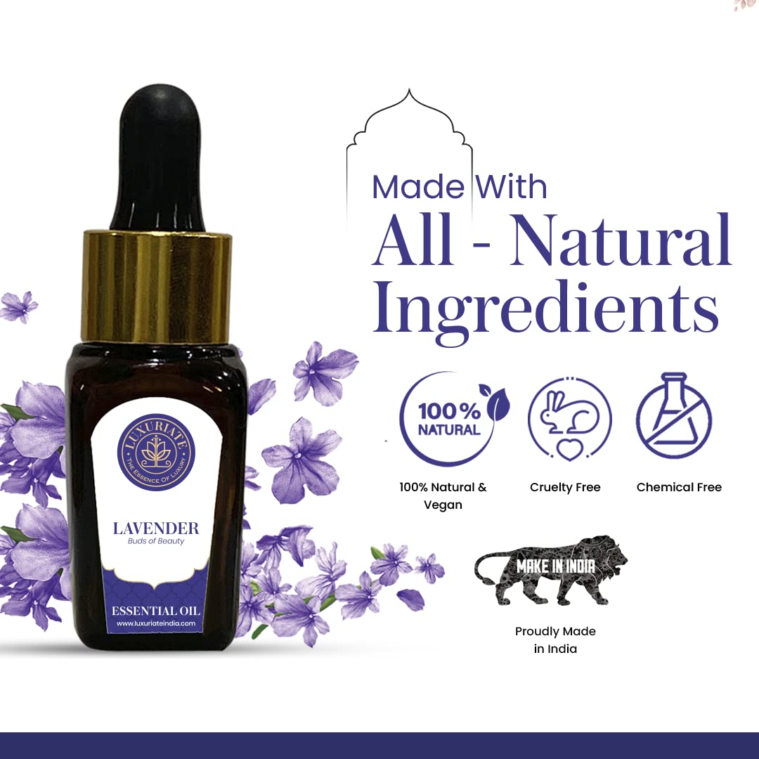 100% Pure Natural Lavender Essential Oil for Hair Growth, Skin Care & Acne Treatment | Aromatherapy Oil for Diffusers, Home Fragrance | 10ml | Perfect for Relaxation, Stress Relief & Better Sleep