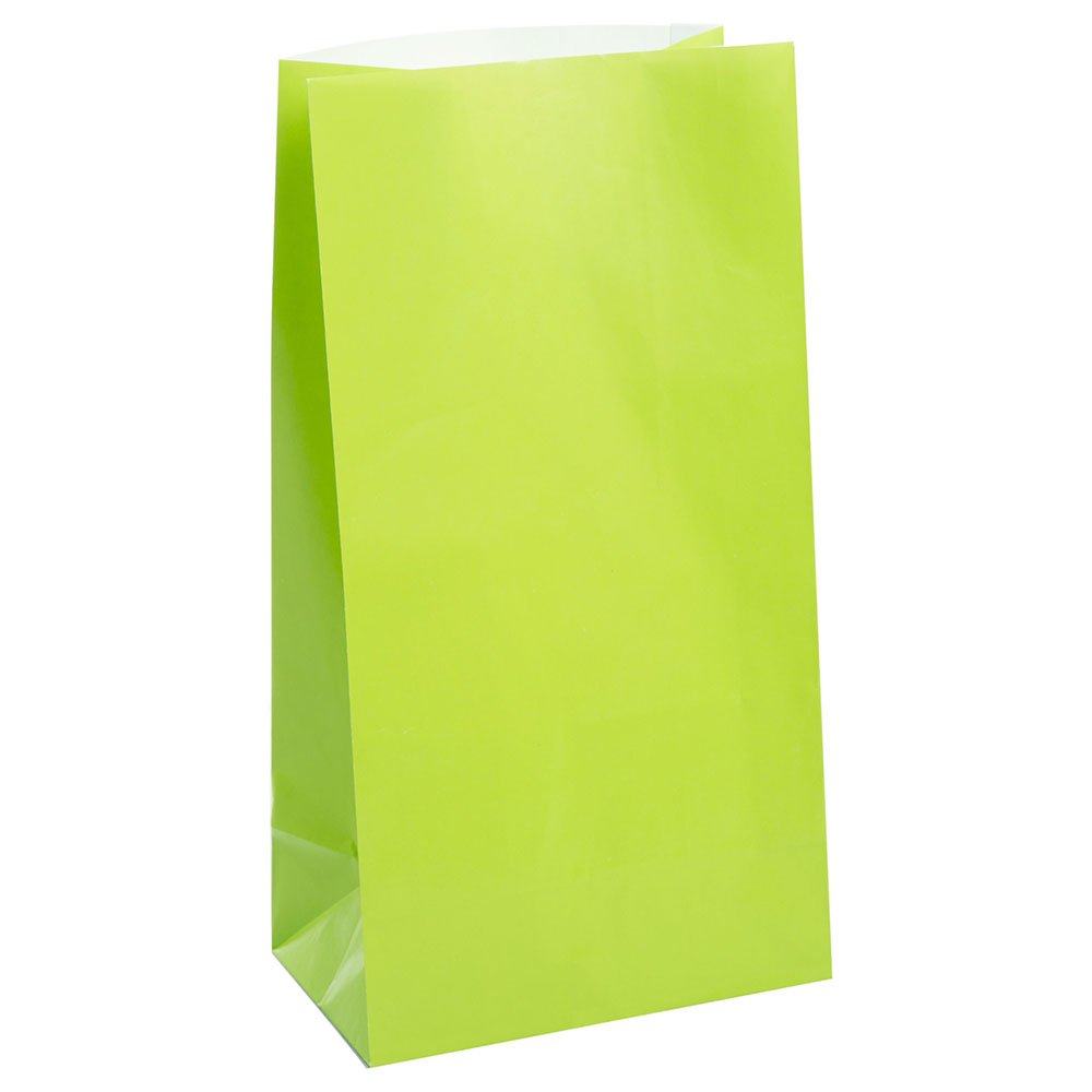 Vibrant Lime Green Paper Party Bags - Premium Quality Gift Bags (Pack of 12) for Birthday Parties, Baby Showers & Special Events | Perfect for Candy, Treats & Small Gifts