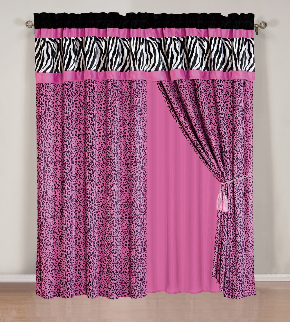 7-Piece Oversize Hot Pink Black White Zebra Leopard Print Micro Fur Comforter Set - King Size Bedding 104